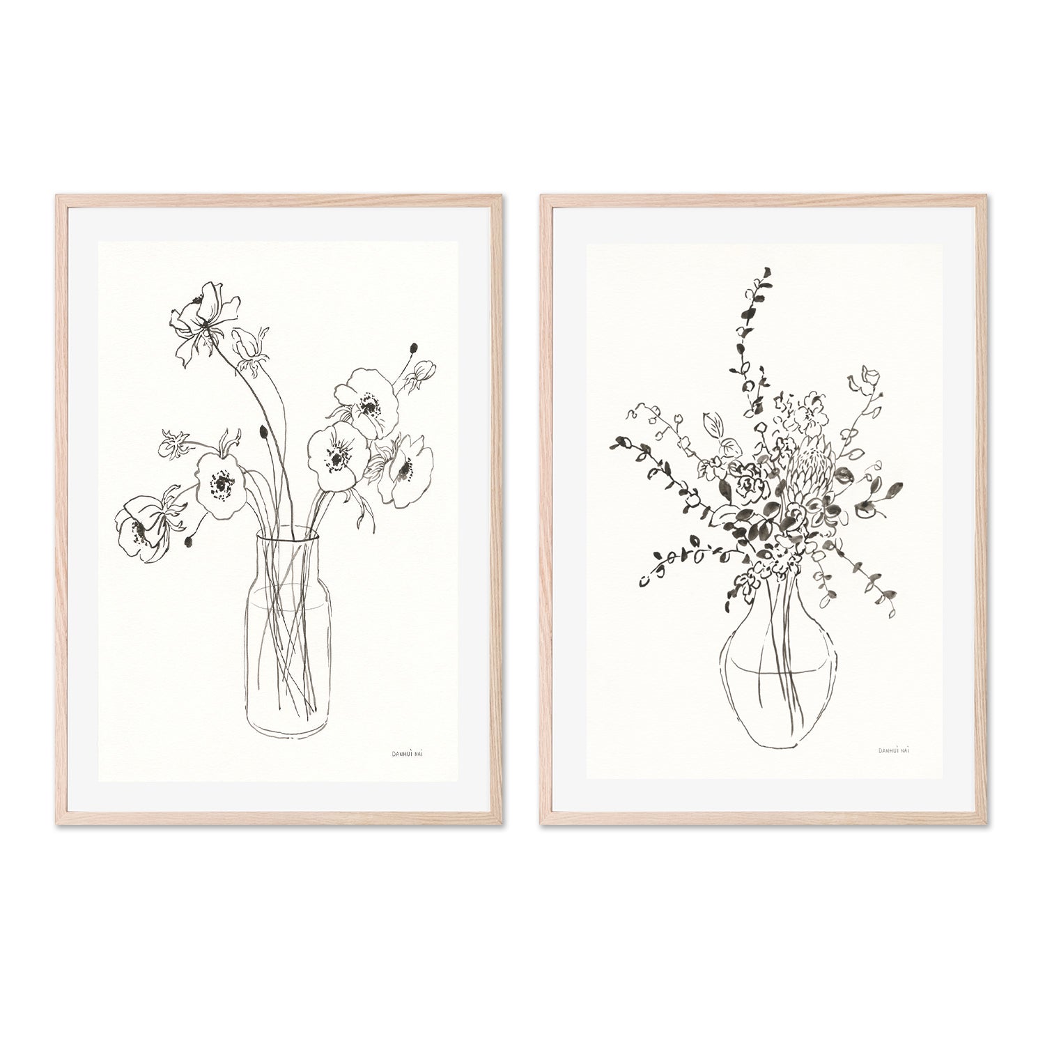 wall-art-print-canvas-poster-framed-Sketches of Spring, Style A & Style B, Set Of 2 , By Danhui Nai-GIOIA-WALL-ART