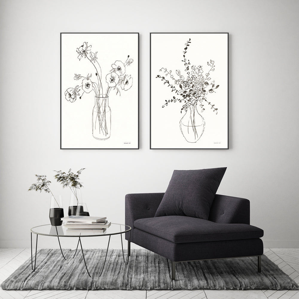 wall-art-print-canvas-poster-framed-Sketches of Spring, Style A & Style B, Set Of 2 , By Danhui Nai-GIOIA-WALL-ART