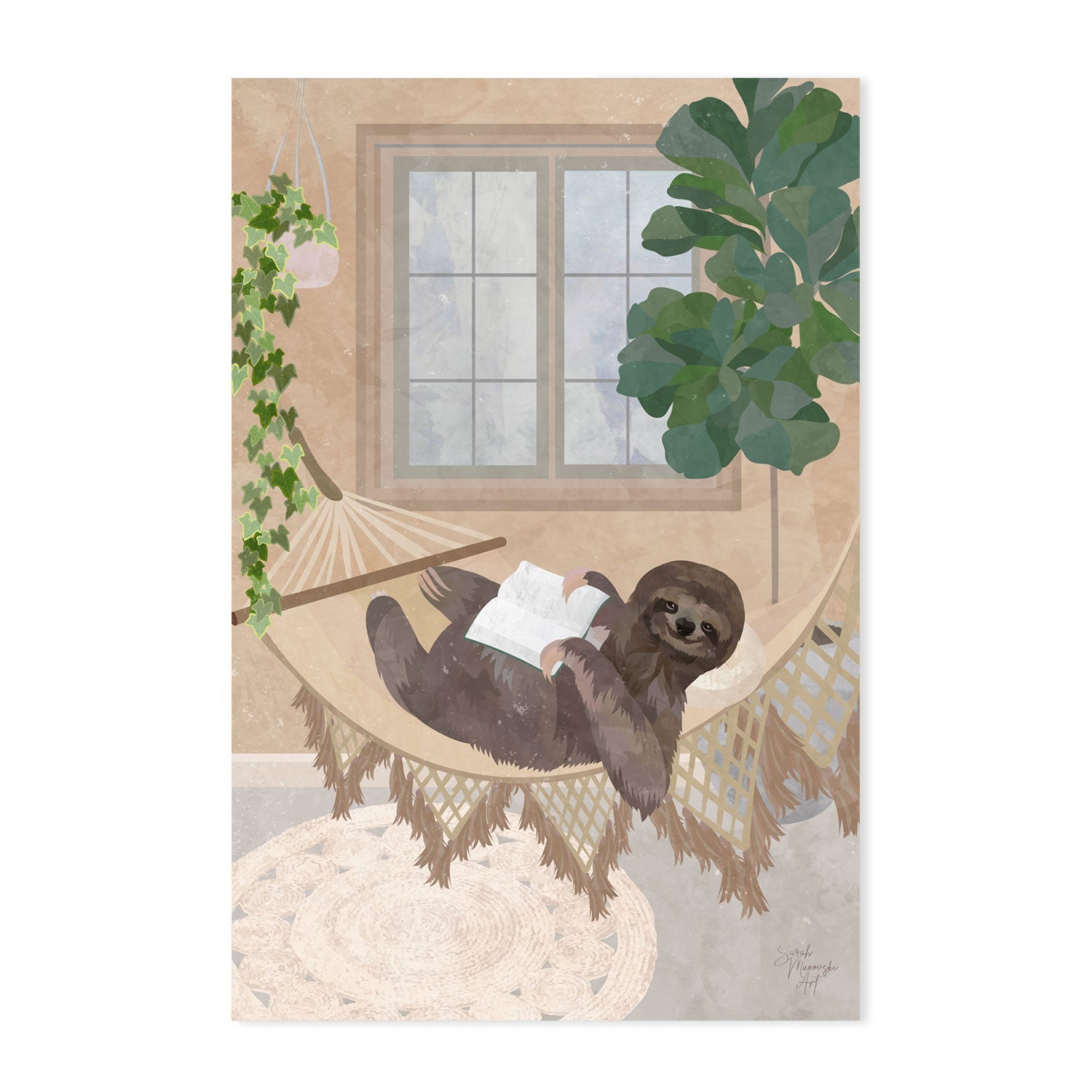 wall-art-print-canvas-poster-framed-Sloth Sonneteer , By Sarah Manovski-GIOIA-WALL-ART