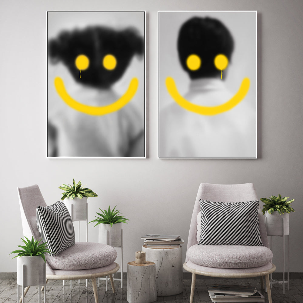 wall-art-print-canvas-poster-framed-Smile, Style A & B, Set of 2 , By Gabriella Roberg-2