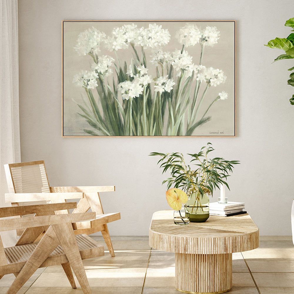 wall-art-print-canvas-poster-framed-Snowy Paperwhites Neutral , By Danhui Nai-2