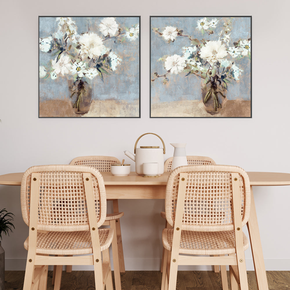 wall-art-print-canvas-poster-framed-Soft Blue Bouquet, Style A & B, Set of 2 , By Nina Blue-2