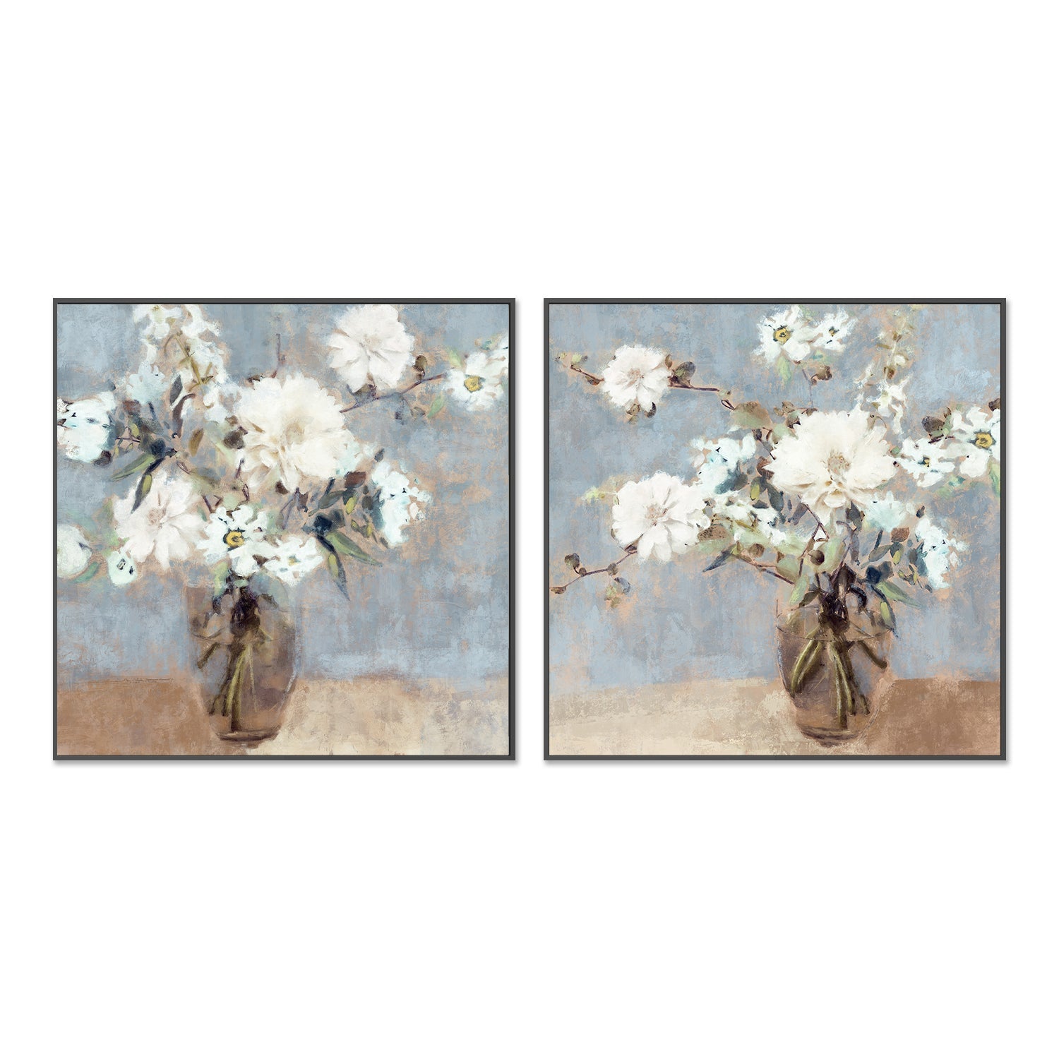 wall-art-print-canvas-poster-framed-Soft Blue Bouquet, Style A & B, Set of 2 , By Nina Blue-3