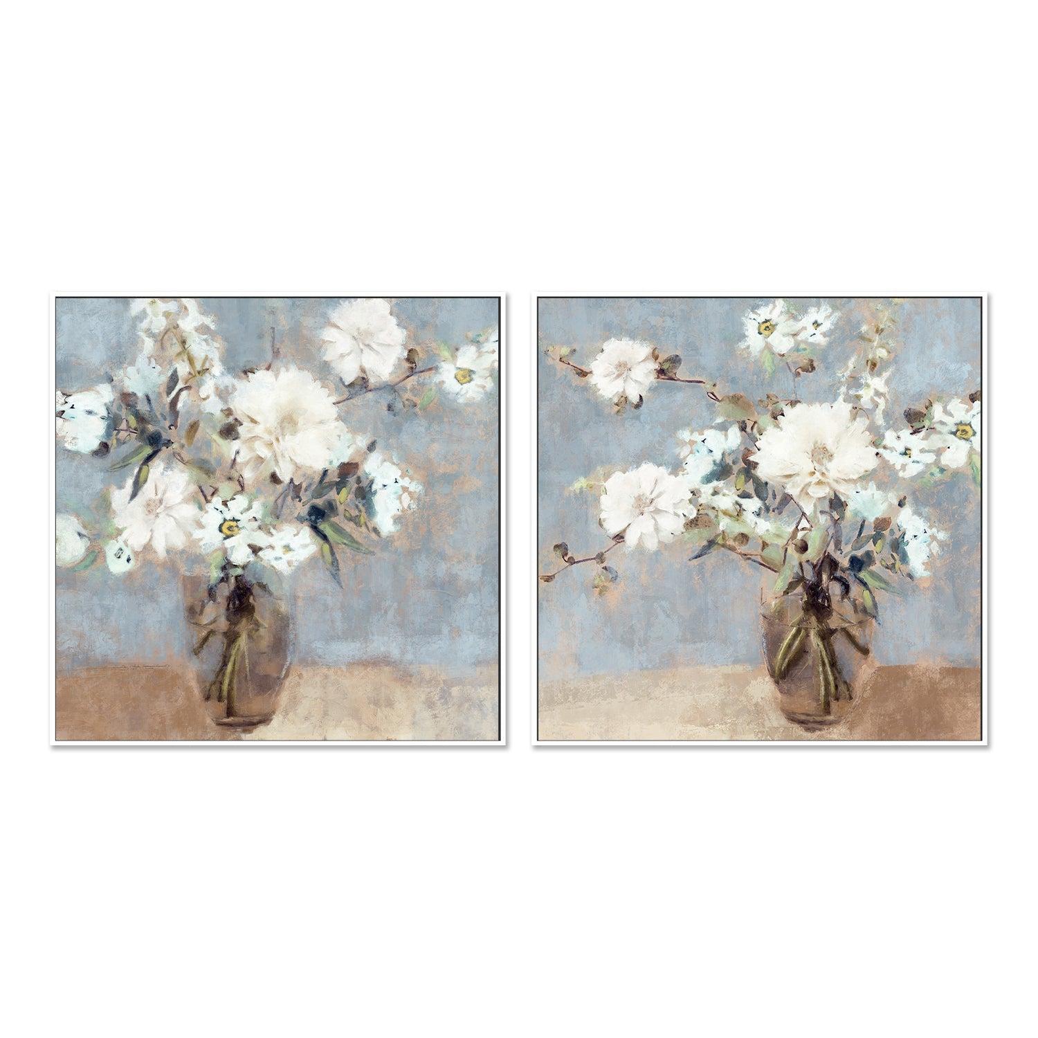 wall-art-print-canvas-poster-framed-Soft Blue Bouquet, Style A & B, Set of 2 , By Nina Blue-5