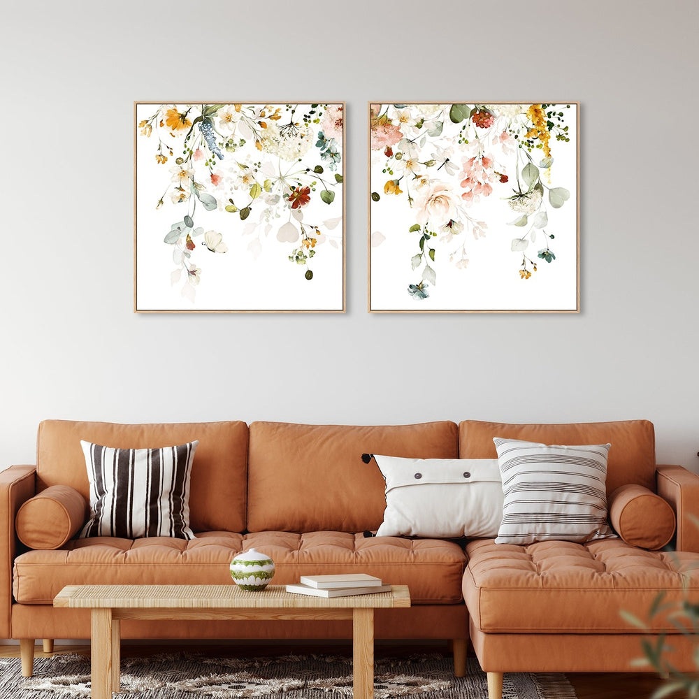 wall-art-print-canvas-poster-framed-Soft Florals, Set Of 2-by-Gioia Wall Art-Gioia Wall Art