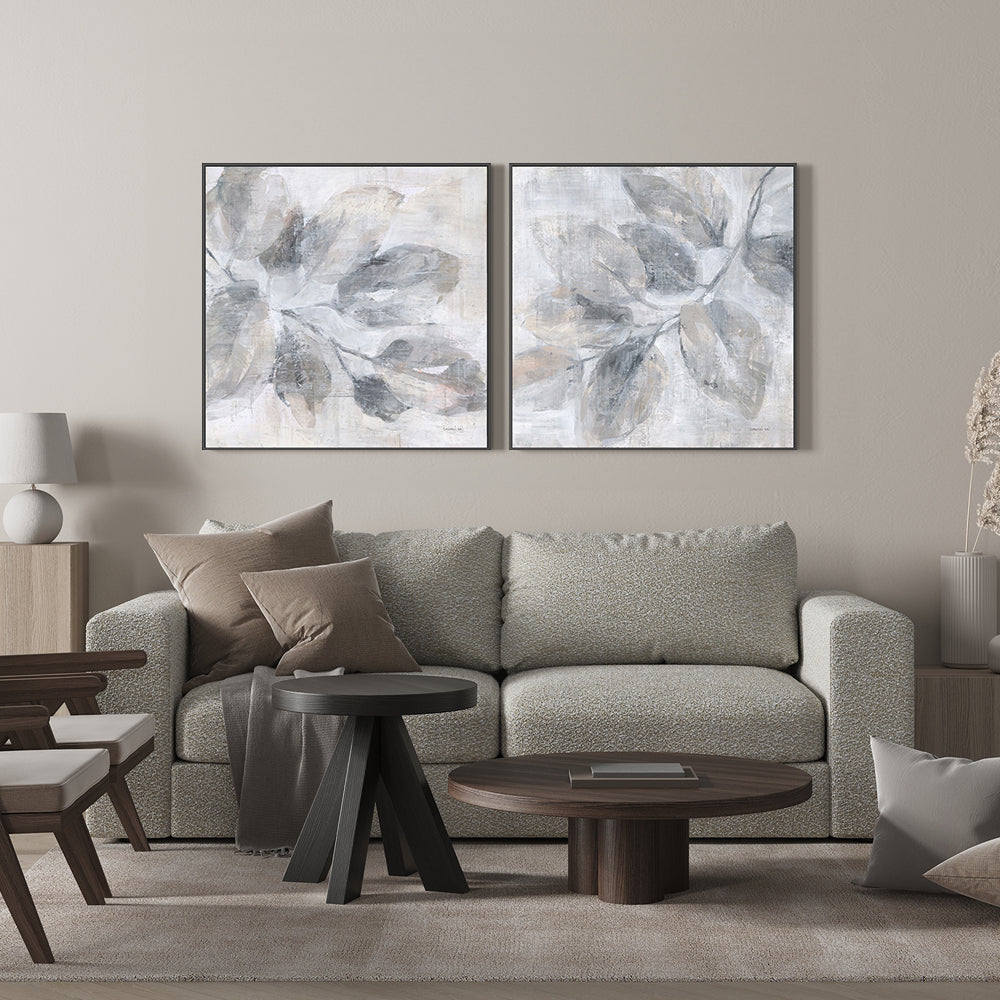 wall-art-print-canvas-poster-framed-Soft Leaves, Style A & B, Set Of 2 , By Danhui Nai-2