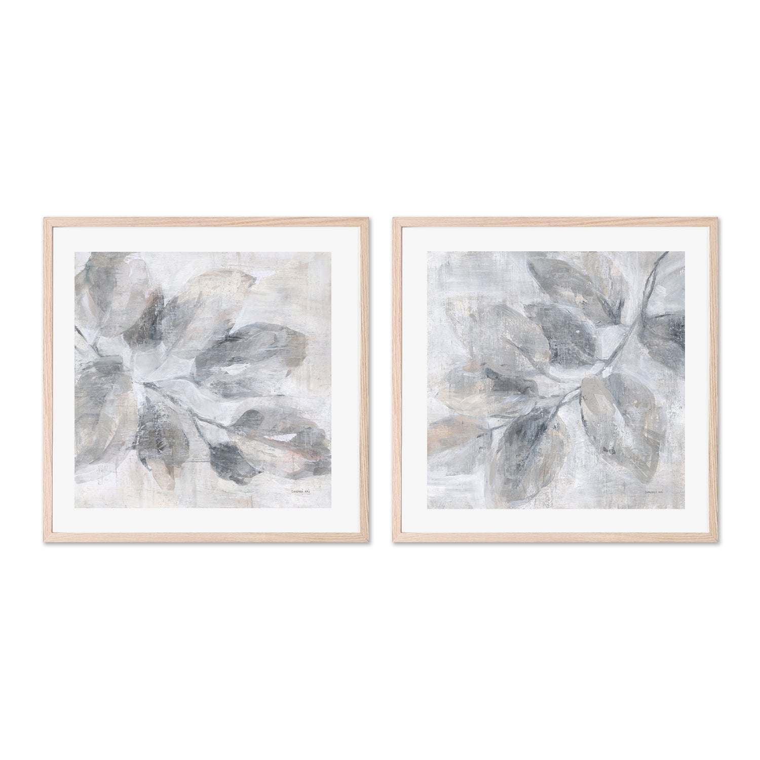 wall-art-print-canvas-poster-framed-Soft Leaves, Style A & B, Set Of 2 , By Danhui Nai-6