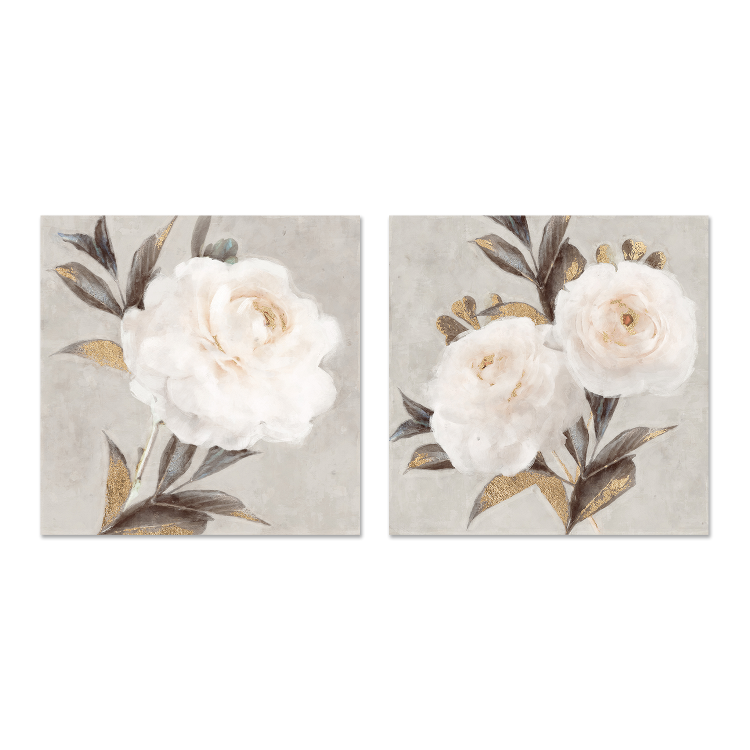 wall-art-print-canvas-poster-framed-Soft Neutral Peony, Style A & B, Set of 2 , By Nina Blue-1