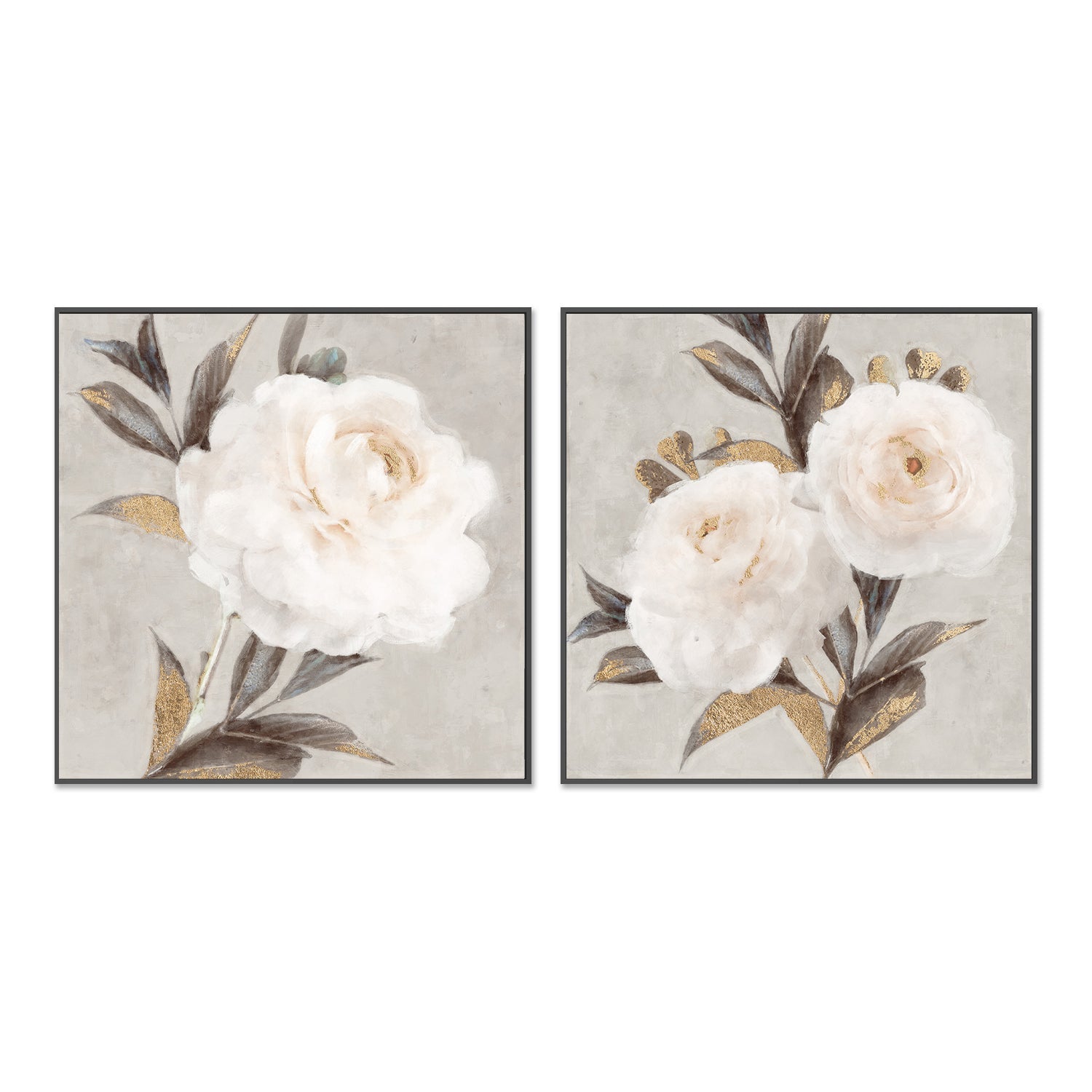 wall-art-print-canvas-poster-framed-Soft Neutral Peony, Style A & B, Set of 2 , By Nina Blue-3