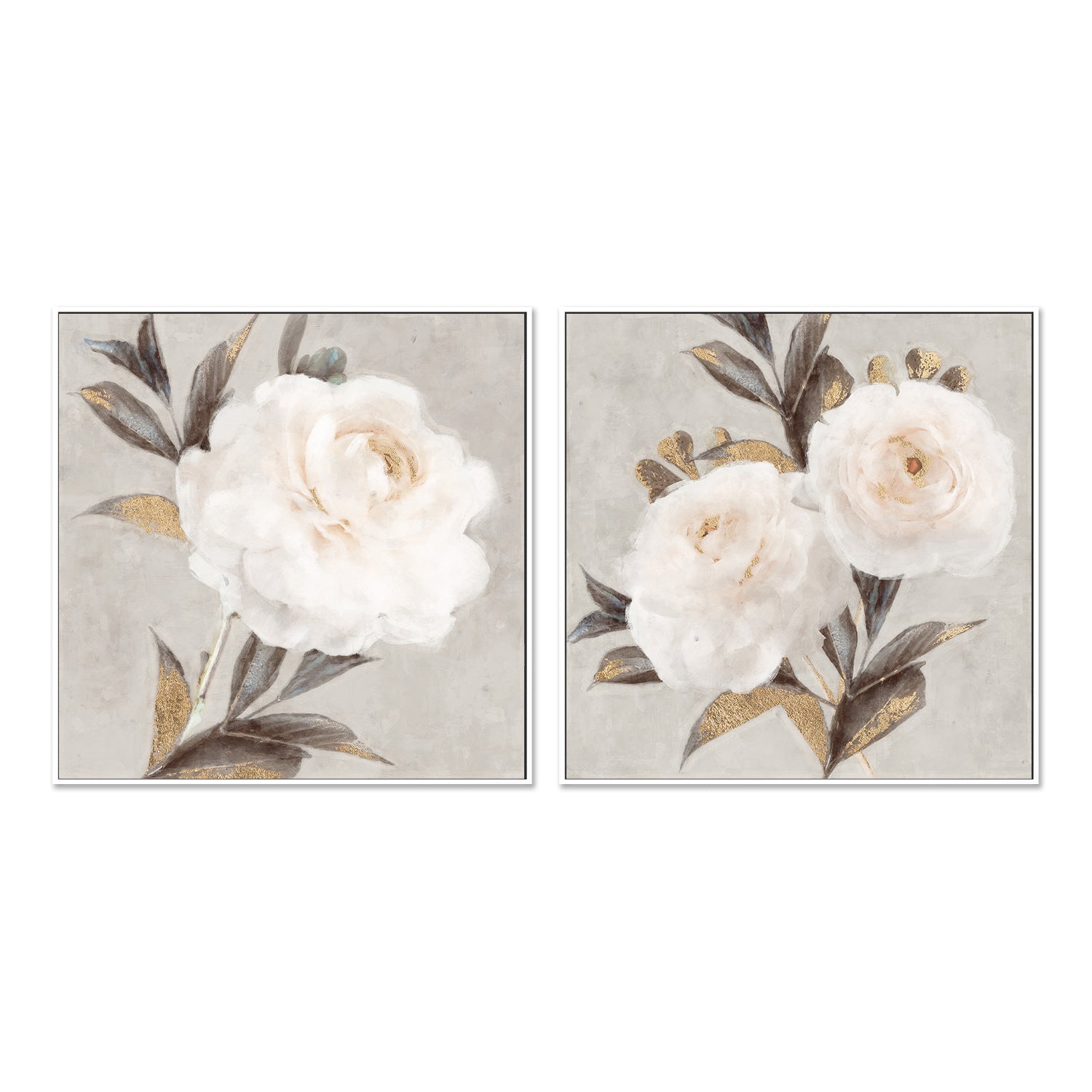 wall-art-print-canvas-poster-framed-Soft Neutral Peony, Style A & B, Set of 2 , By Nina Blue-5