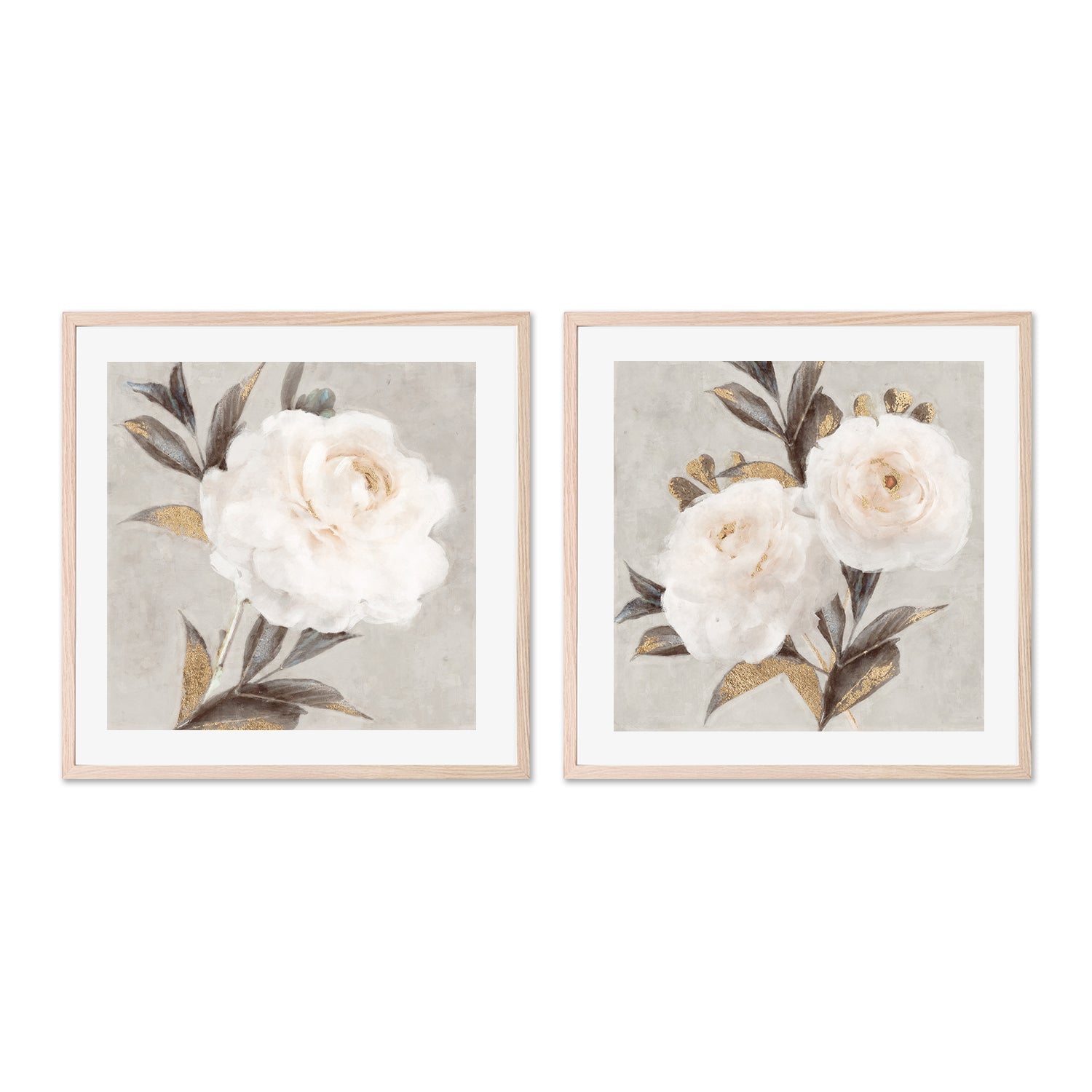 wall-art-print-canvas-poster-framed-Soft Neutral Peony, Style A & B, Set of 2 , By Nina Blue-6