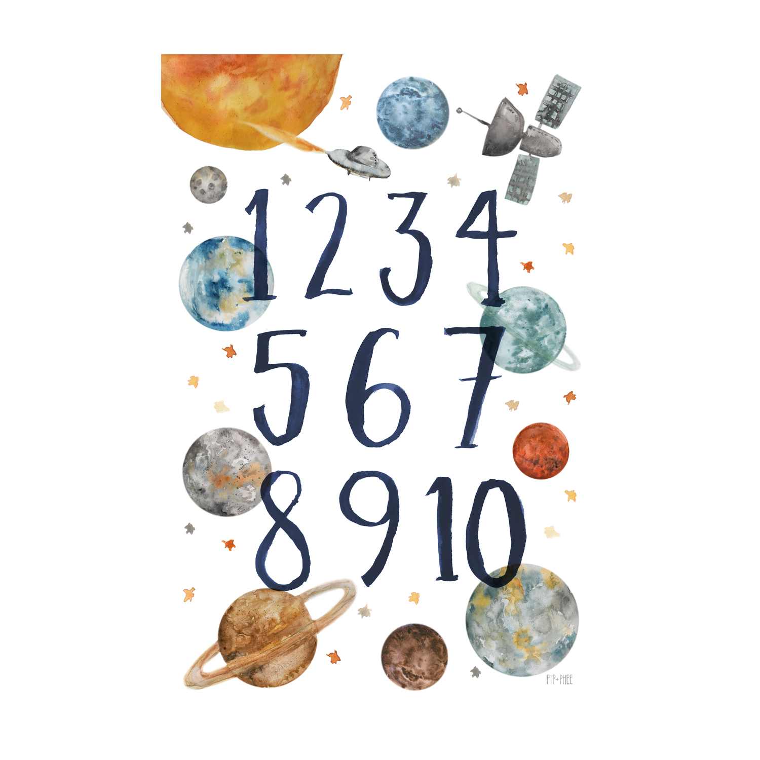 wall-art-print-canvas-poster-framed-Space Numbers , By Pip and Phee-1