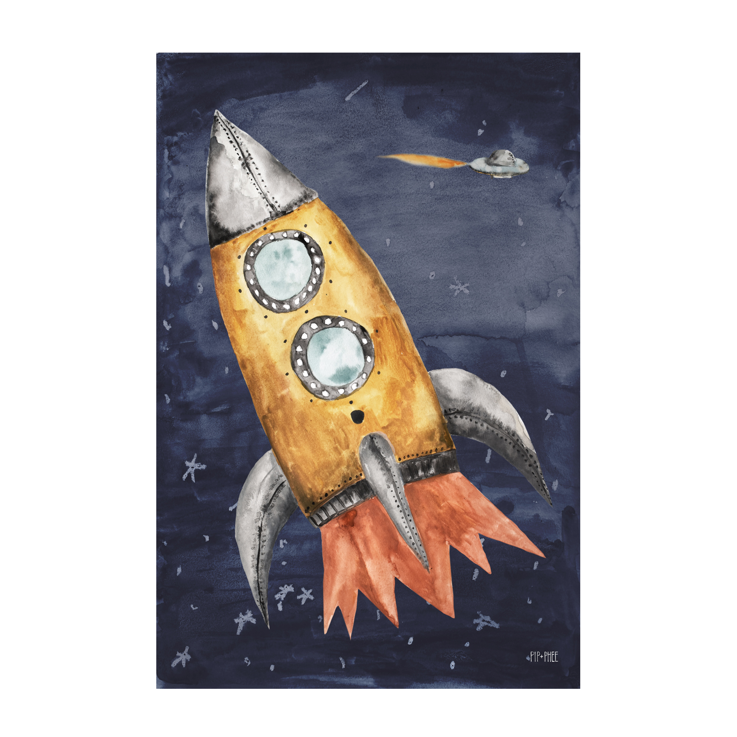 wall-art-print-canvas-poster-framed-Space Rocket , By Pip and Phee-1