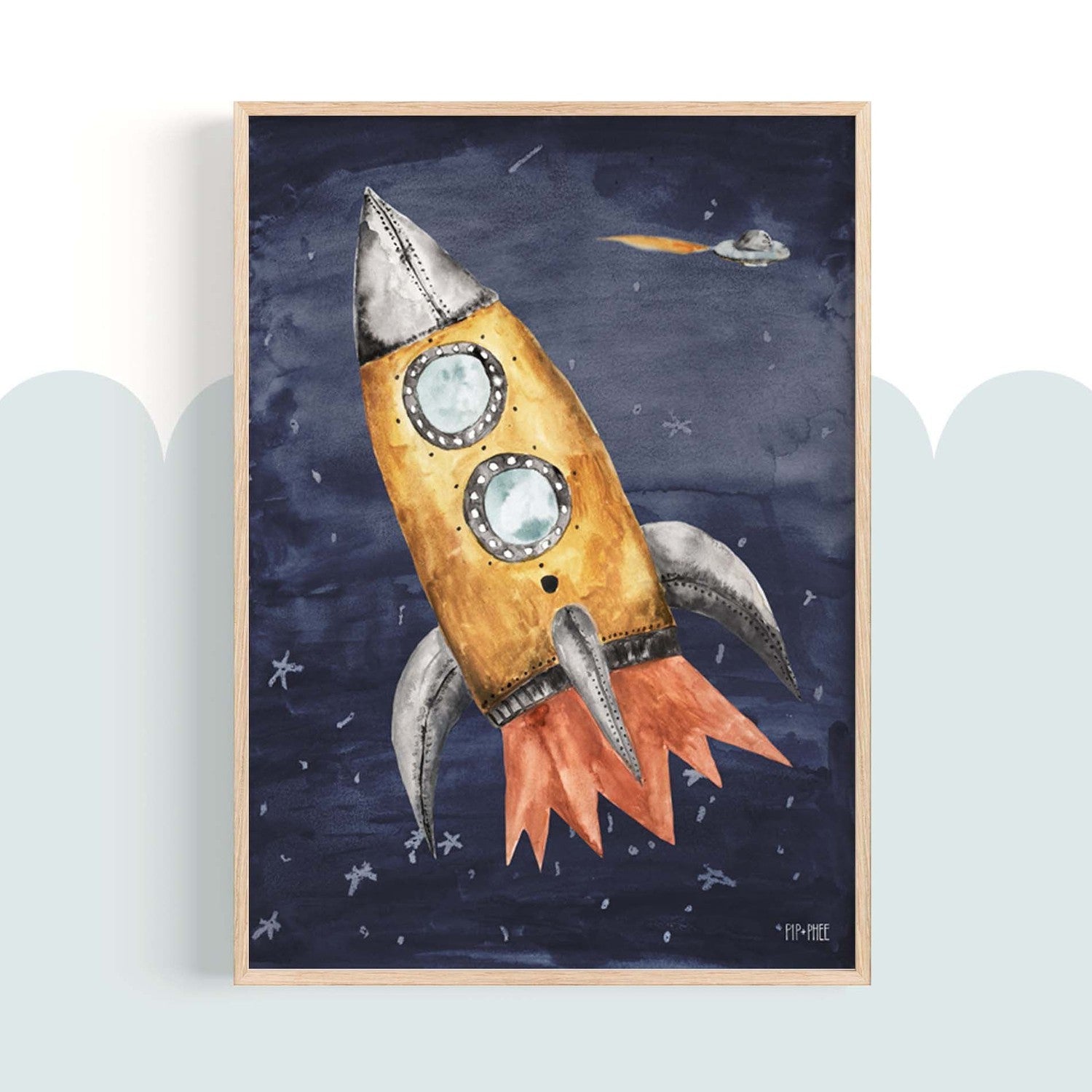 wall-art-print-canvas-poster-framed-Space Rocket , By Pip and Phee-2