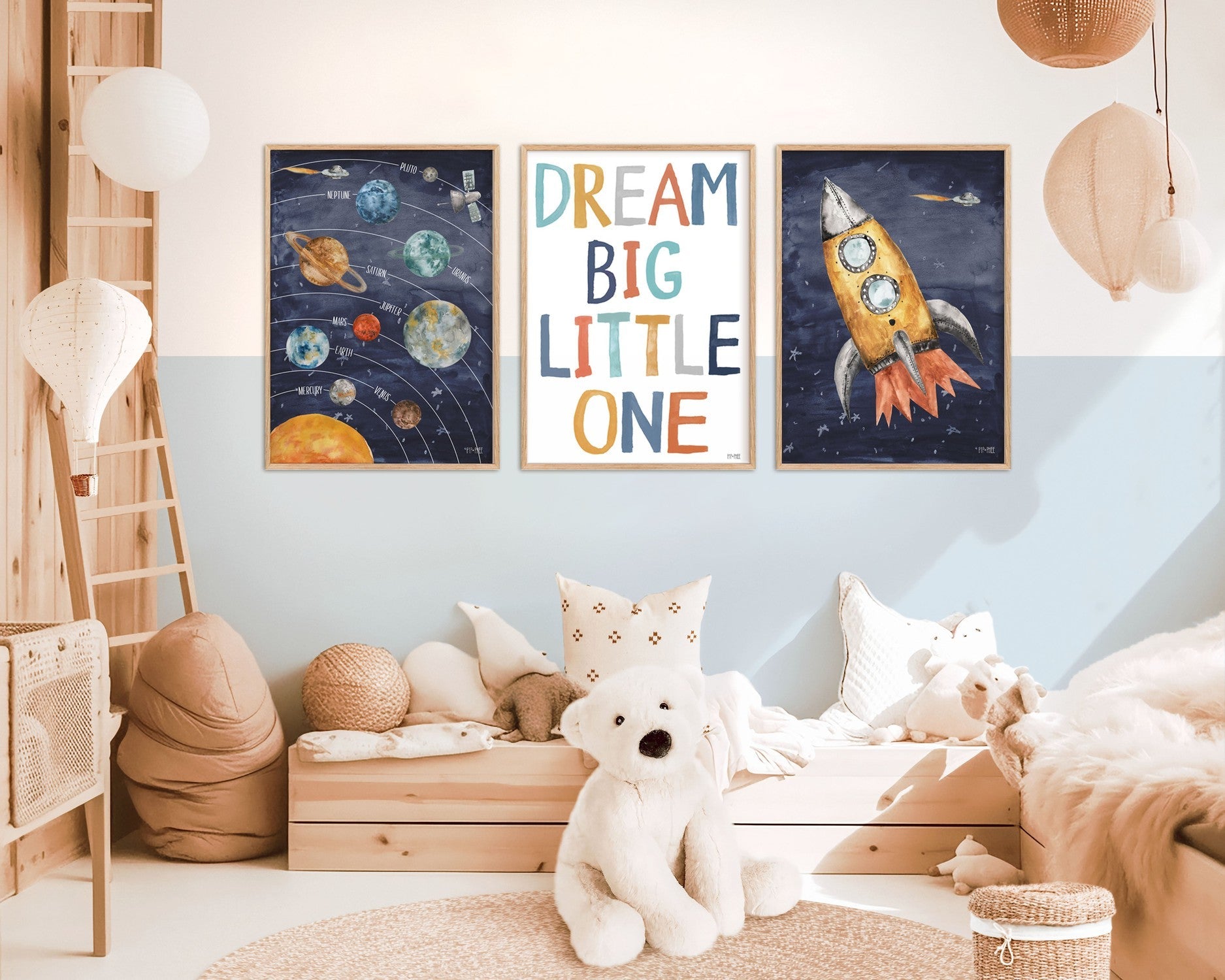 wall-art-print-canvas-poster-framed-Space, Style B, Set of 3 , By Pip and Phee-2