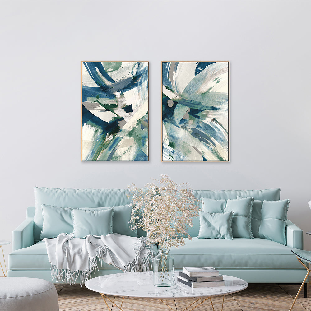 wall-art-print-canvas-poster-framed-Spontaneous Sapphire, Set of 2-by-Danhui Nai-Gioia Wall Art