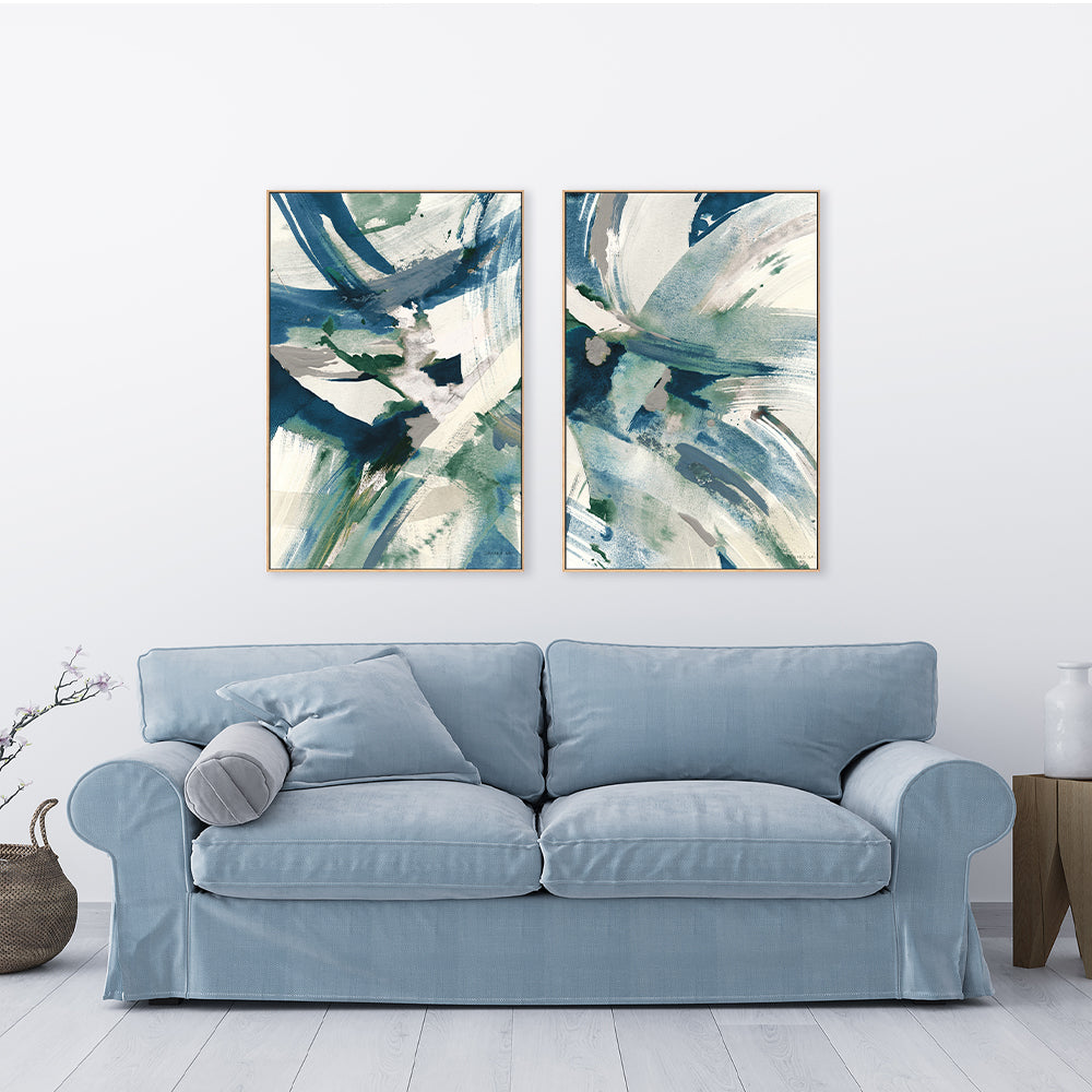 wall-art-print-canvas-poster-framed-Spontaneous Sapphire, Set of 2-by-Danhui Nai-Gioia Wall Art