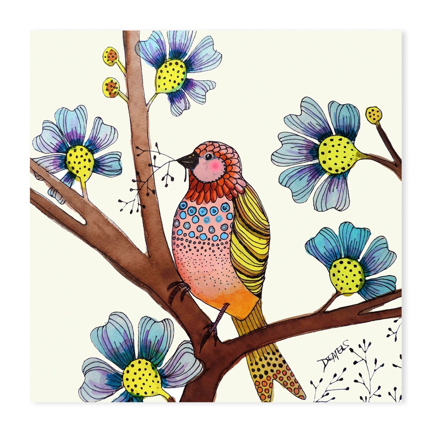 wall-art-print-canvas-poster-framed-Spotted Bird-GIOIA-WALL-ART