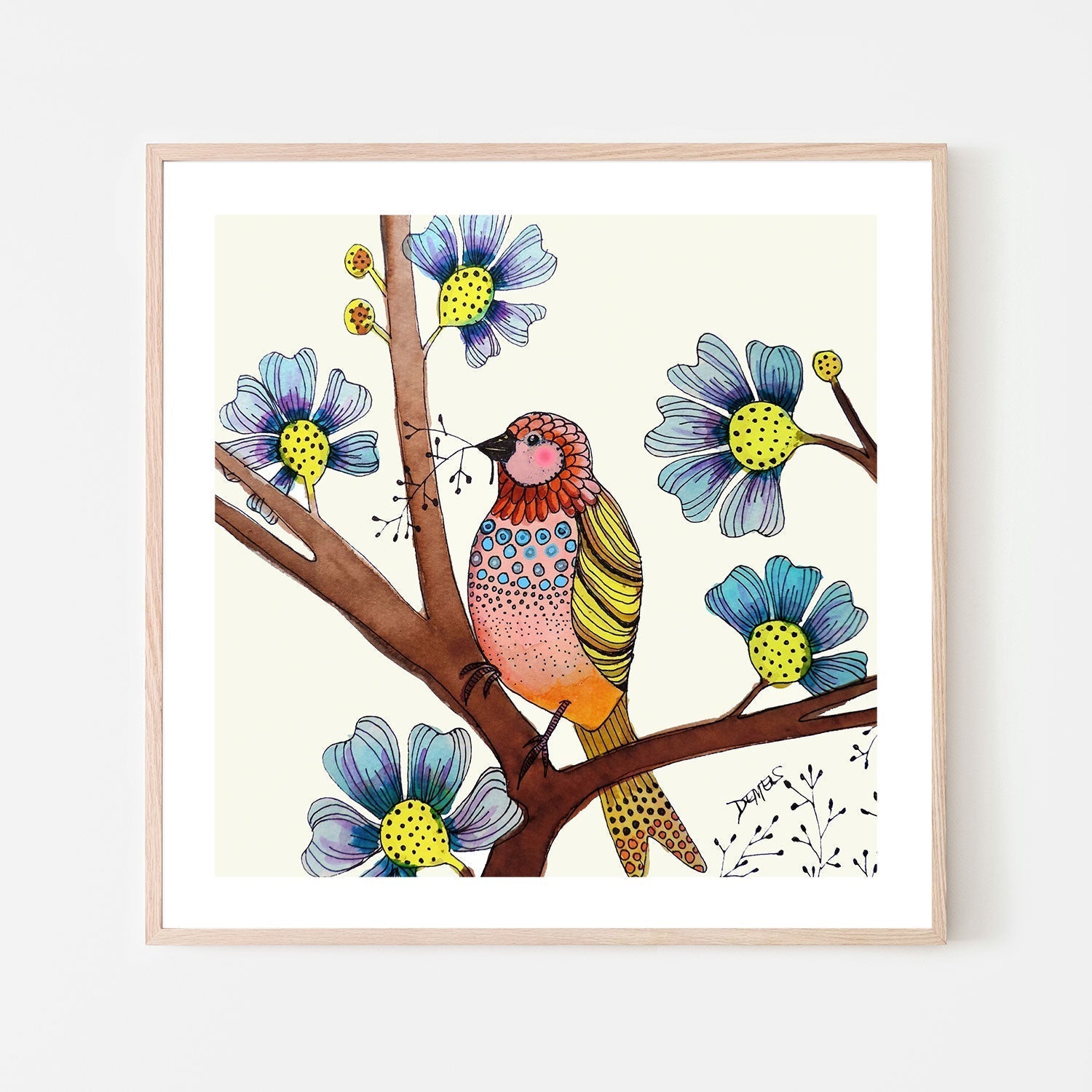 wall-art-print-canvas-poster-framed-Spotted Bird-GIOIA-WALL-ART