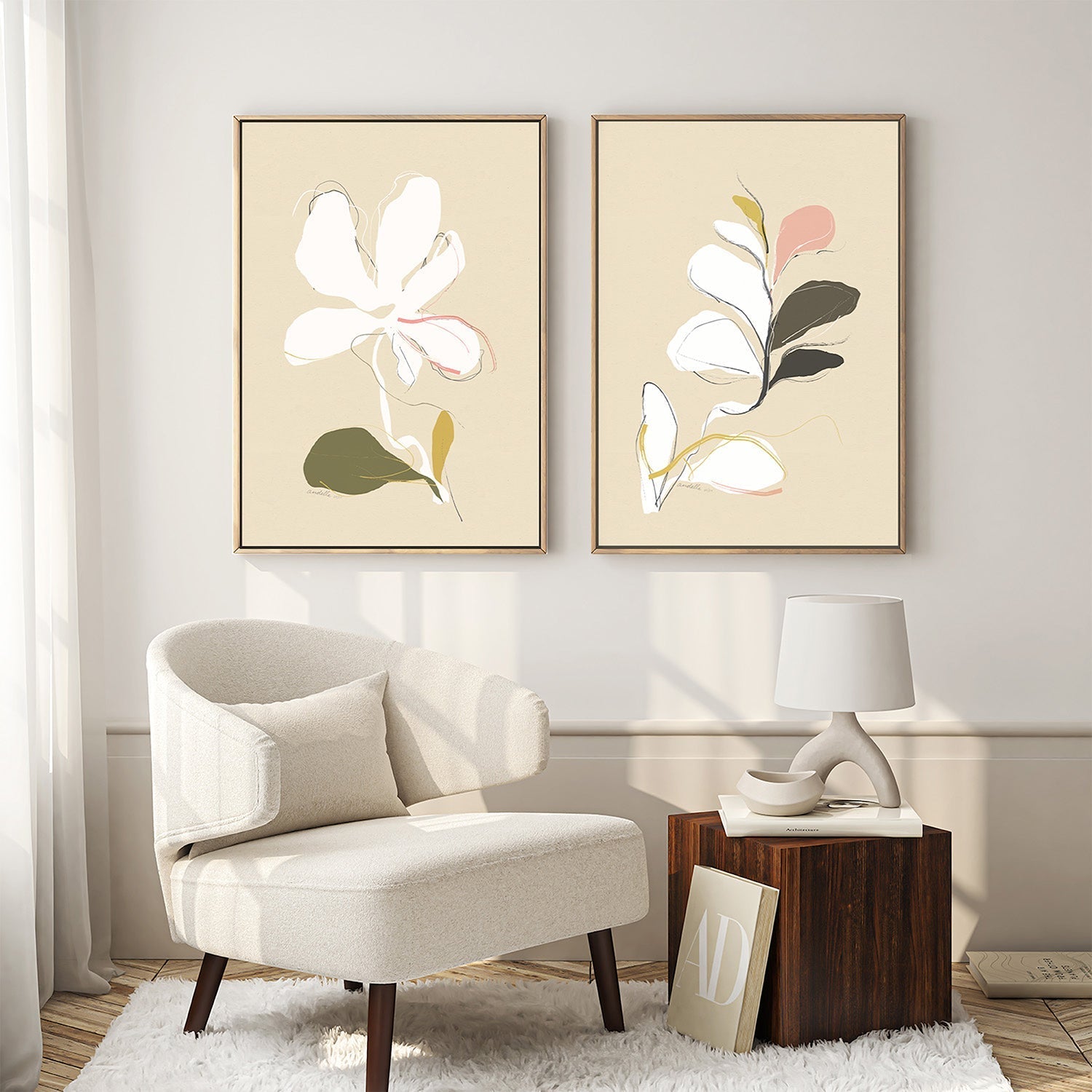 wall-art-print-canvas-poster-framed-Spring Bloom And Buds, Set Of 2 , By Andelle Art-2