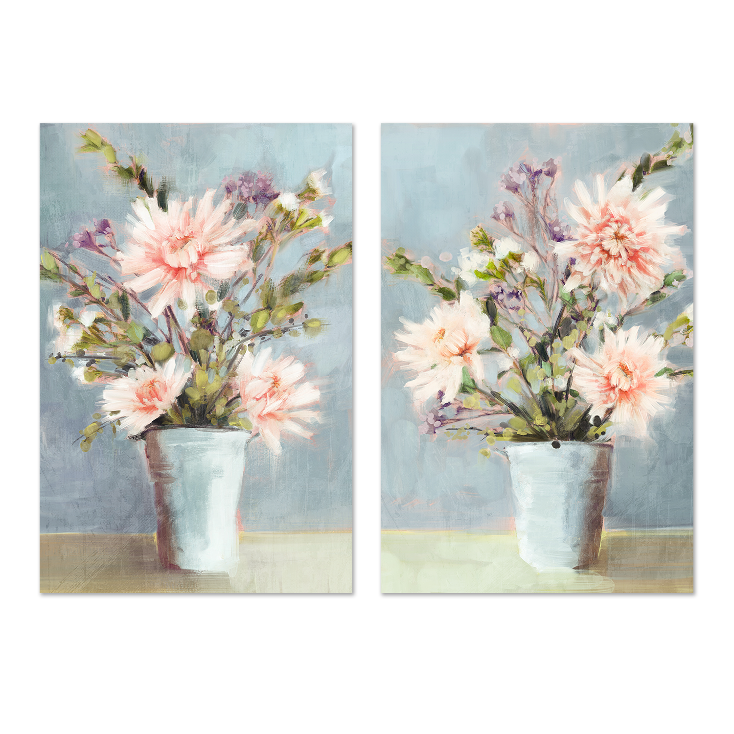 wall-art-print-canvas-poster-framed-Spring Florals, Style A & B, Set Of 2 , By Nina Blue-1