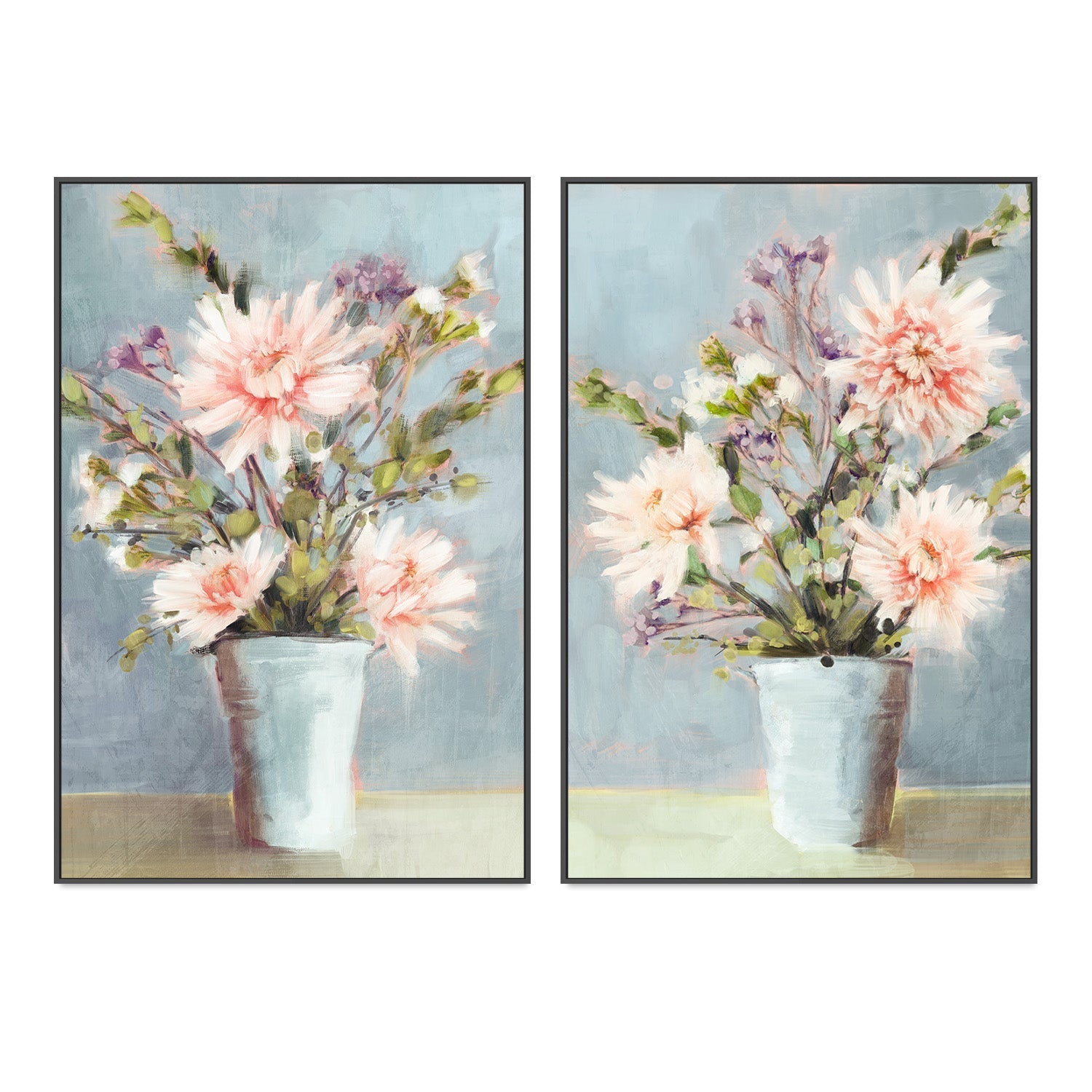 wall-art-print-canvas-poster-framed-Spring Florals, Style A & B, Set Of 2 , By Nina Blue-3