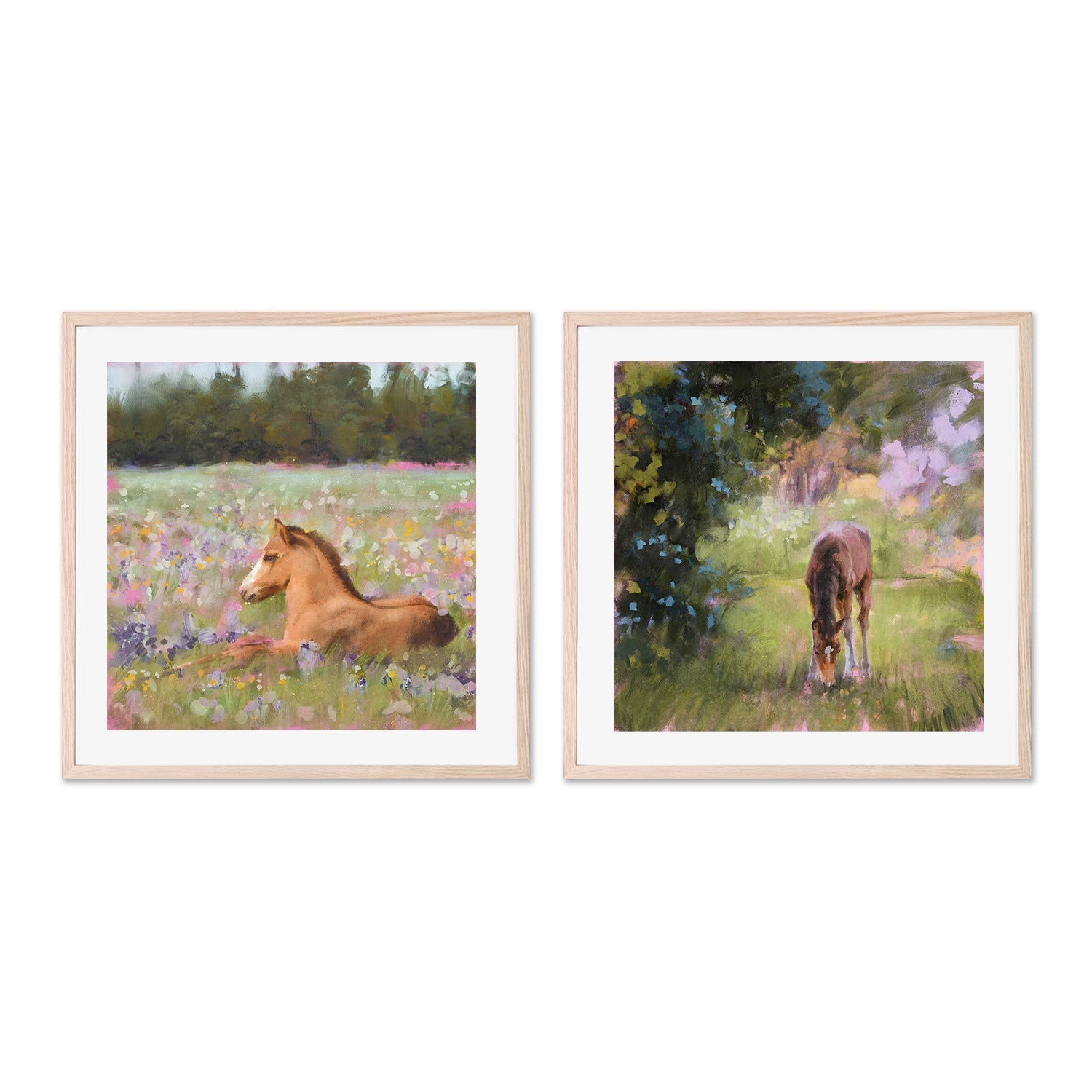 wall-art-print-canvas-poster-framed-Spring Time Foal, Style A & B, Set Of 2 , By Nina Blue-6