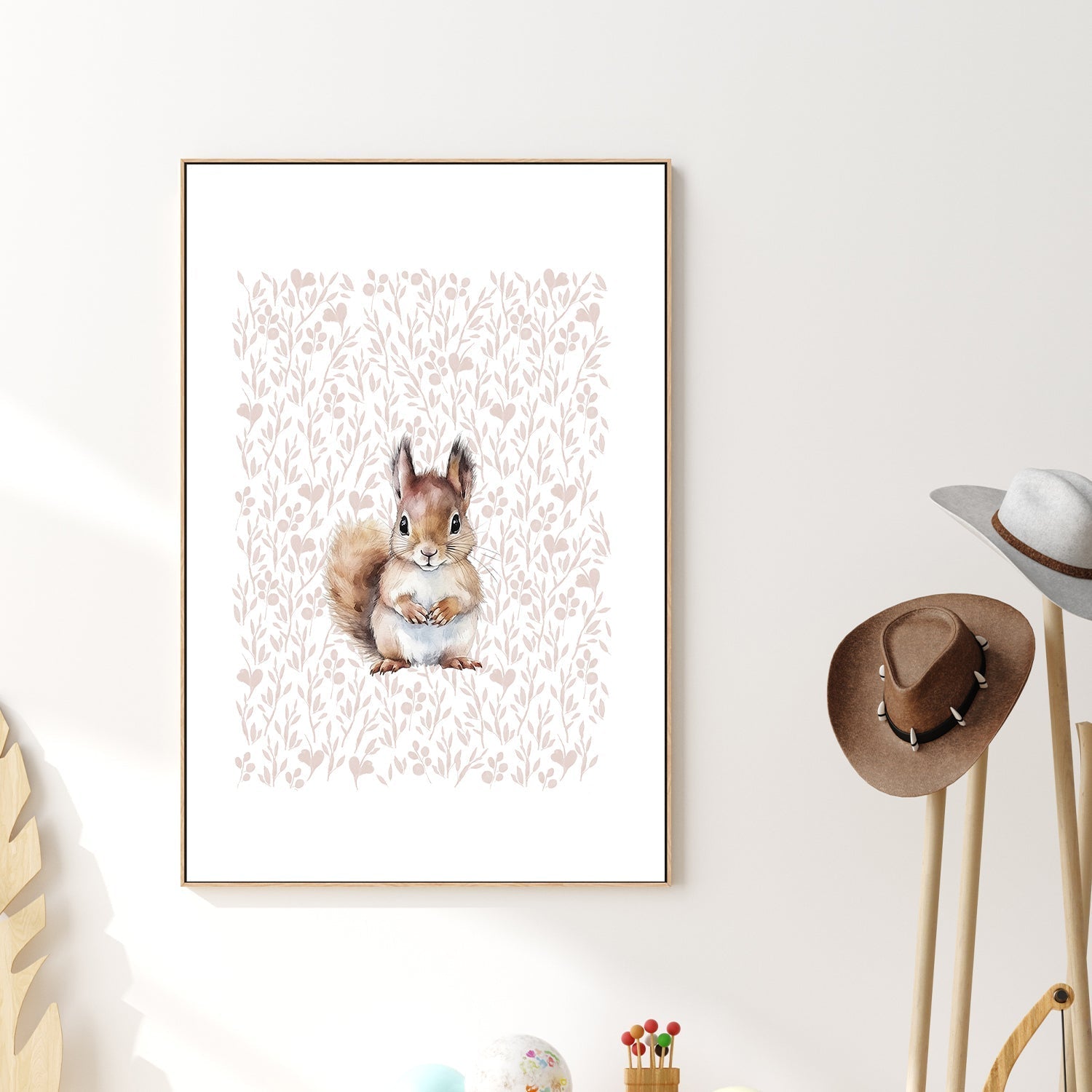 wall-art-print-canvas-poster-framed-Squirrel Pattern , By At Viv Home Prints-2