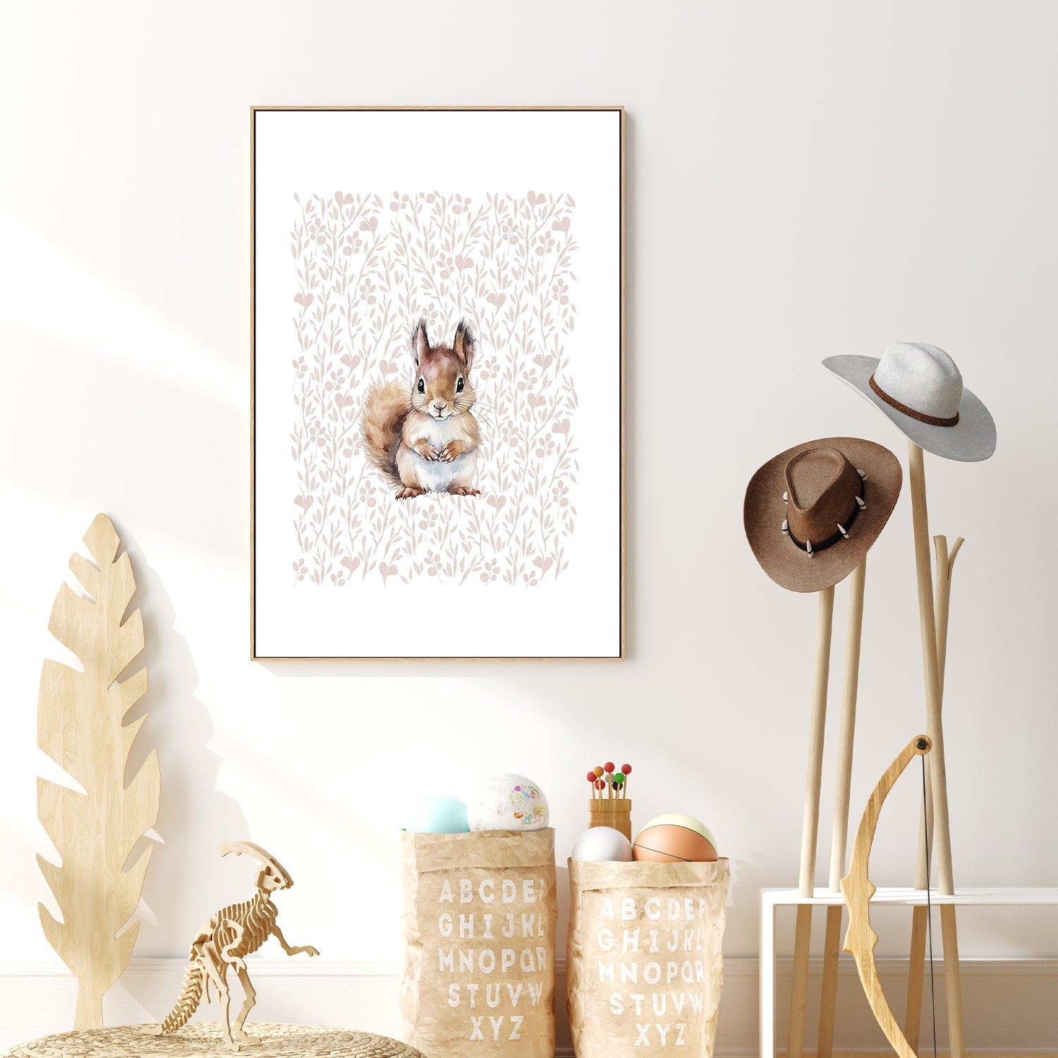 wall-art-print-canvas-poster-framed-Squirrel Pattern , By At Viv Home Prints-7