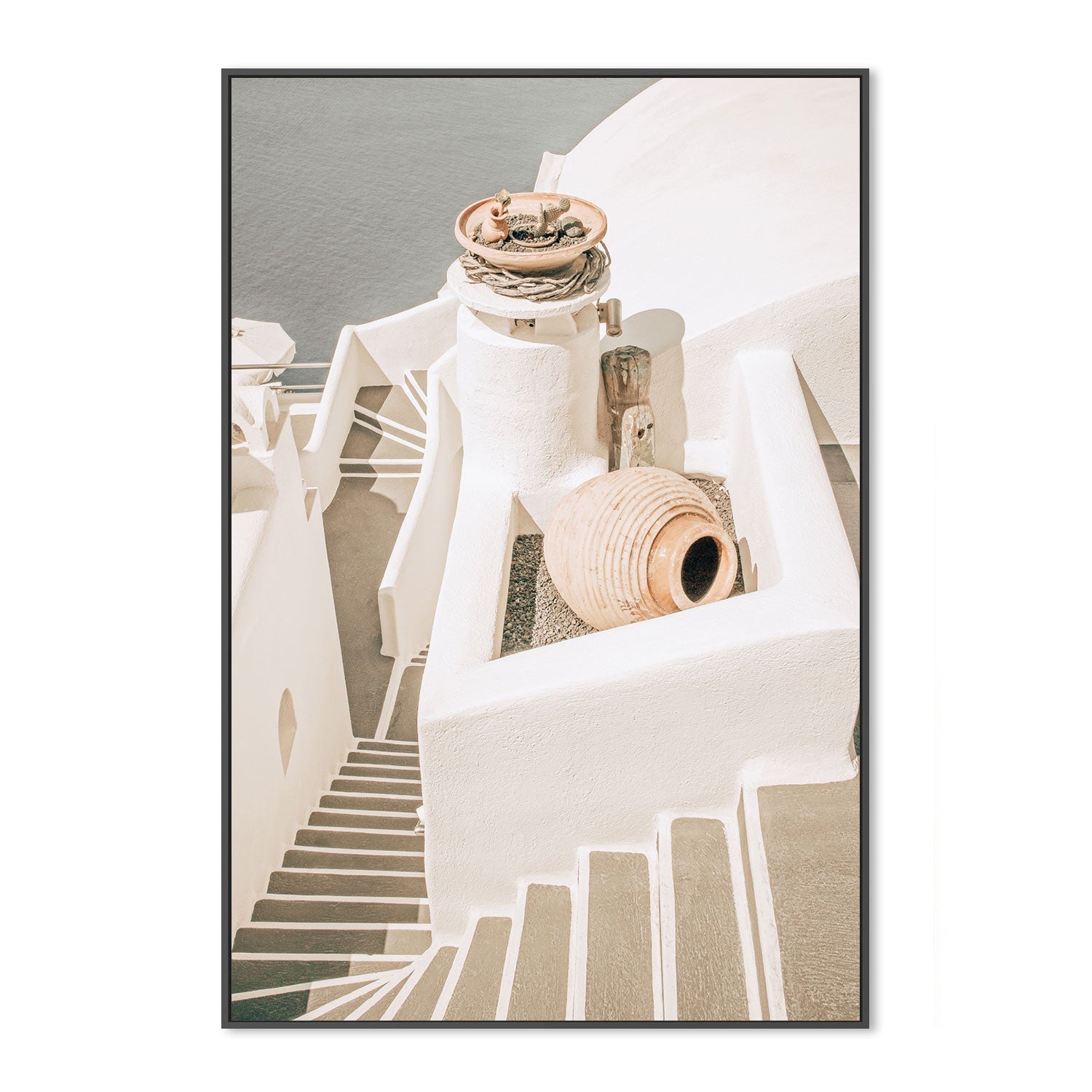 Steps To The Sea, Santorini Greece-Gioia-Prints-Framed-Canvas-Poster-GIOIA-WALL-ART