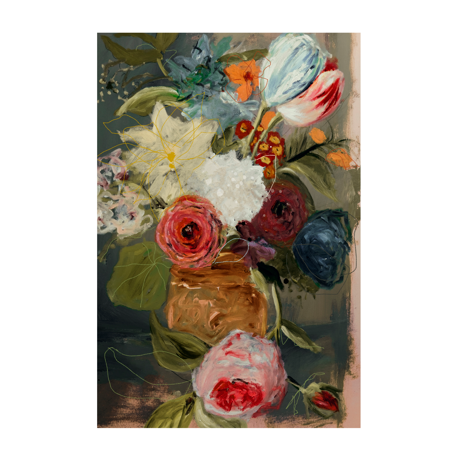 wall-art-print-canvas-poster-framed-Still Life With Flowers , By Leigh Viner-1