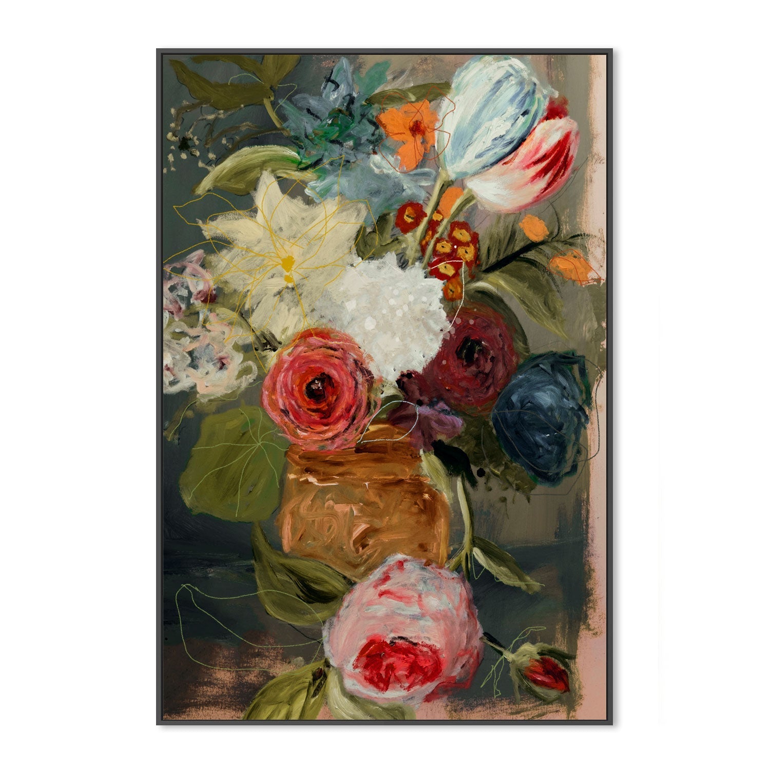 wall-art-print-canvas-poster-framed-Still Life With Flowers , By Leigh Viner-3