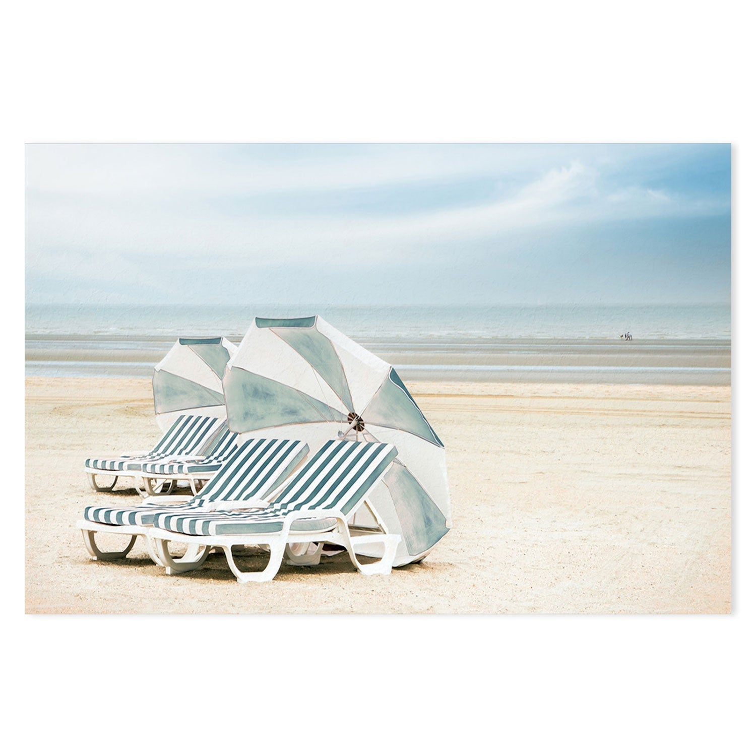 wall-art-print-canvas-poster-framed-Striped Beach Chairs And Umbrellas , By Gilbert Claes-GIOIA-WALL-ART