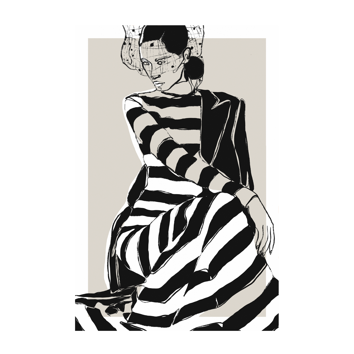 wall-art-print-canvas-poster-framed-Striped Dress , By Treechild-1