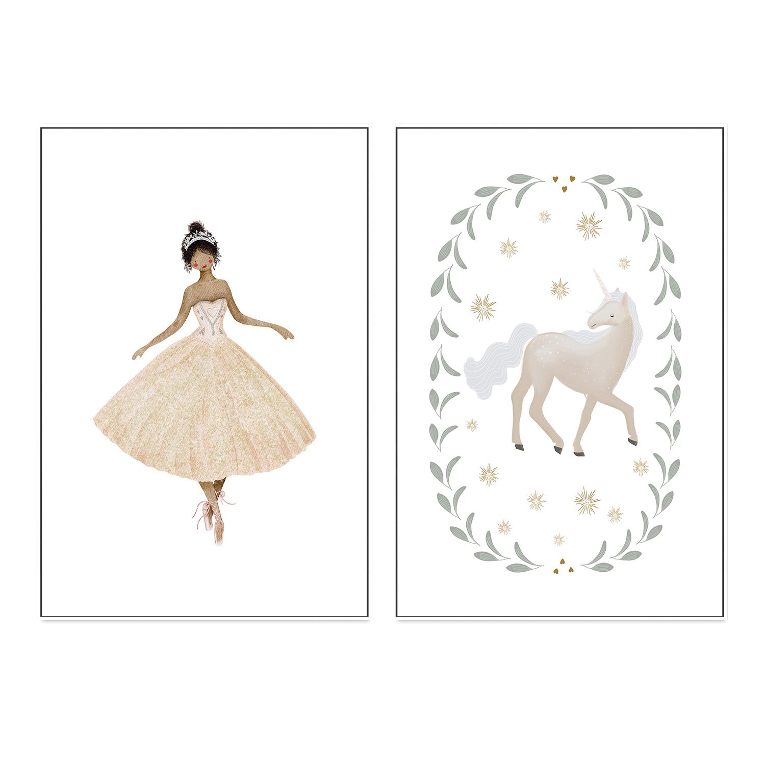 wall-art-print-canvas-poster-framed-Sugar Plum Fairy and Unicorn Garland, Set Of 2 , By Leah Straatsma-5