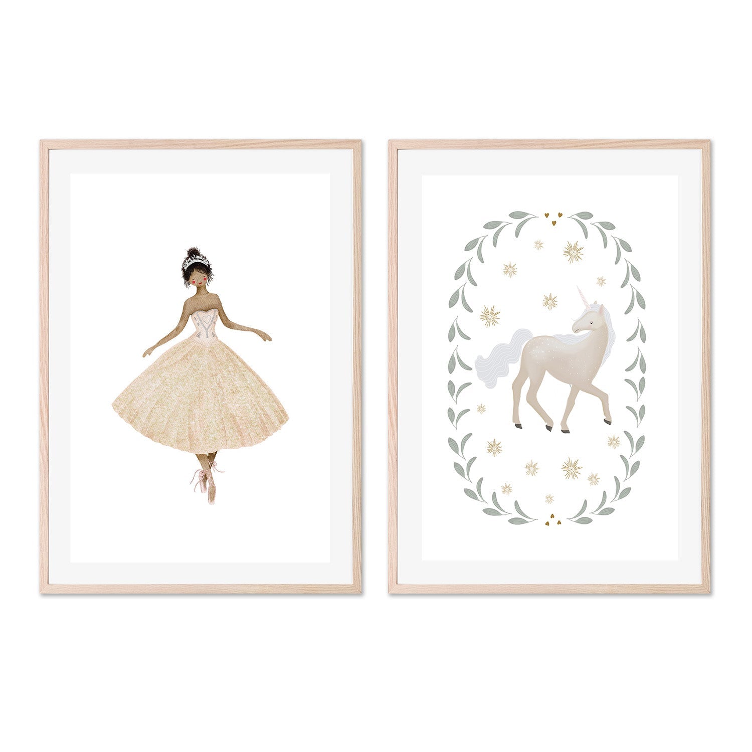 wall-art-print-canvas-poster-framed-Sugar Plum Fairy and Unicorn Garland, Set Of 2 , By Leah Straatsma-6