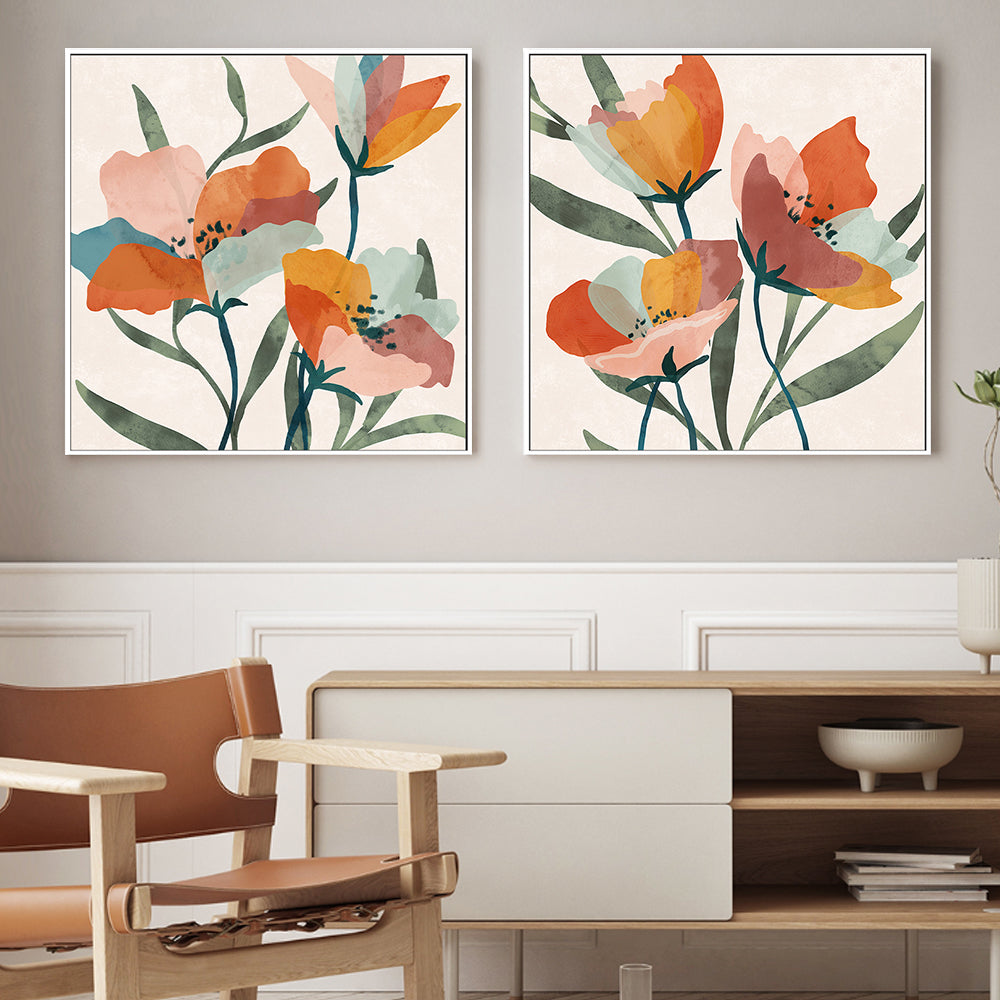 wall-art-print-canvas-poster-framed-Summer Bouquet, Style A & B, Set of 2 , By Nina Blue-2