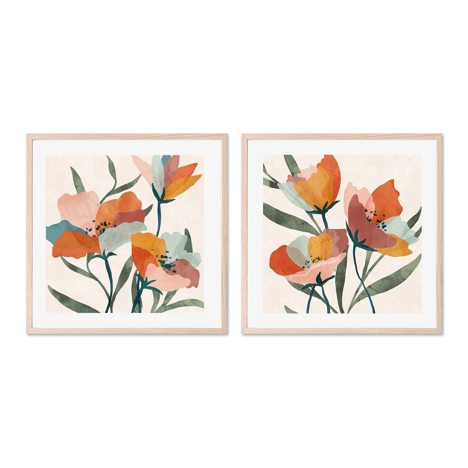 wall-art-print-canvas-poster-framed-Summer Bouquet, Style A & B, Set of 2 , By Nina Blue-6