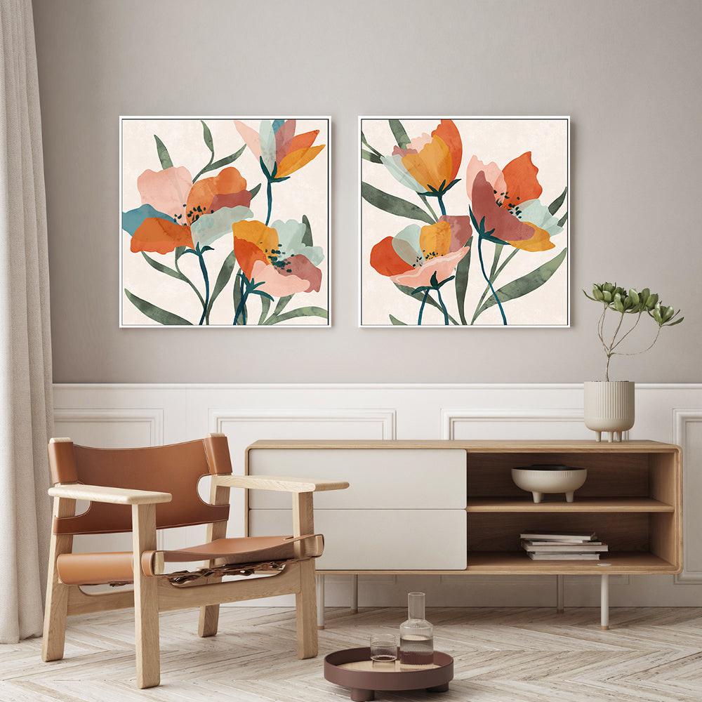 wall-art-print-canvas-poster-framed-Summer Bouquet, Style A & B, Set of 2 , By Nina Blue-7