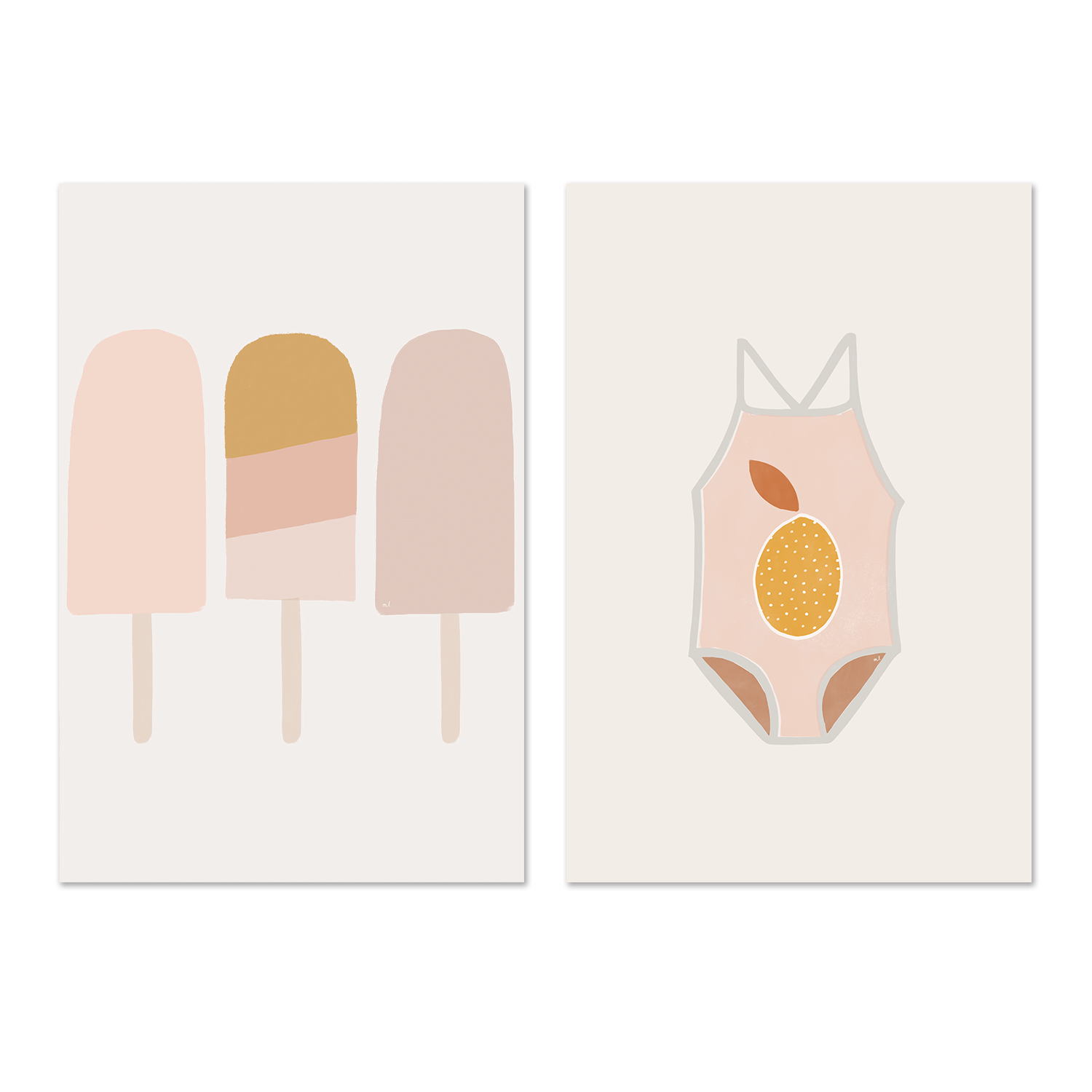 wall-art-print-canvas-poster-framed-Summer Lolipop Summer Swimsuit, Set Of 2 , By Menina Lisboa-1