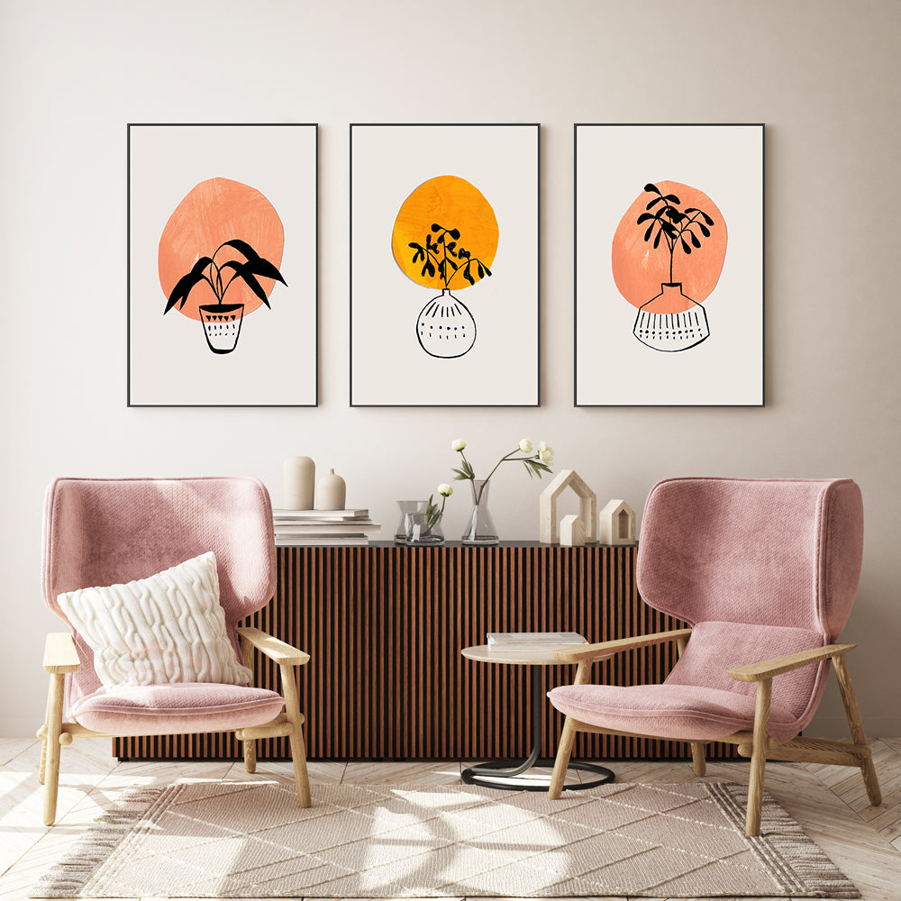 wall-art-print-canvas-poster-framed-Summertime Vases, Set Of 3 , By Ejaaz Haniff-GIOIA-WALL-ART