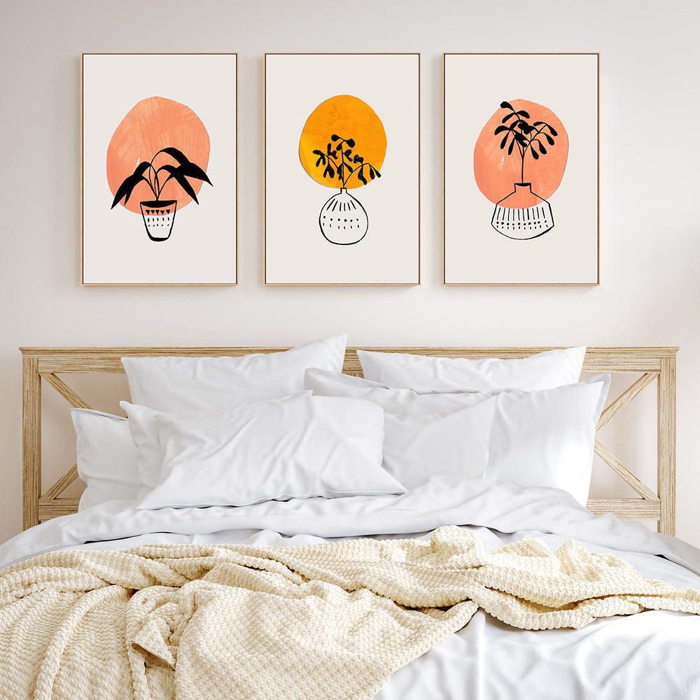 wall-art-print-canvas-poster-framed-Summertime Vases, Set Of 3 , By Ejaaz Haniff-GIOIA-WALL-ART