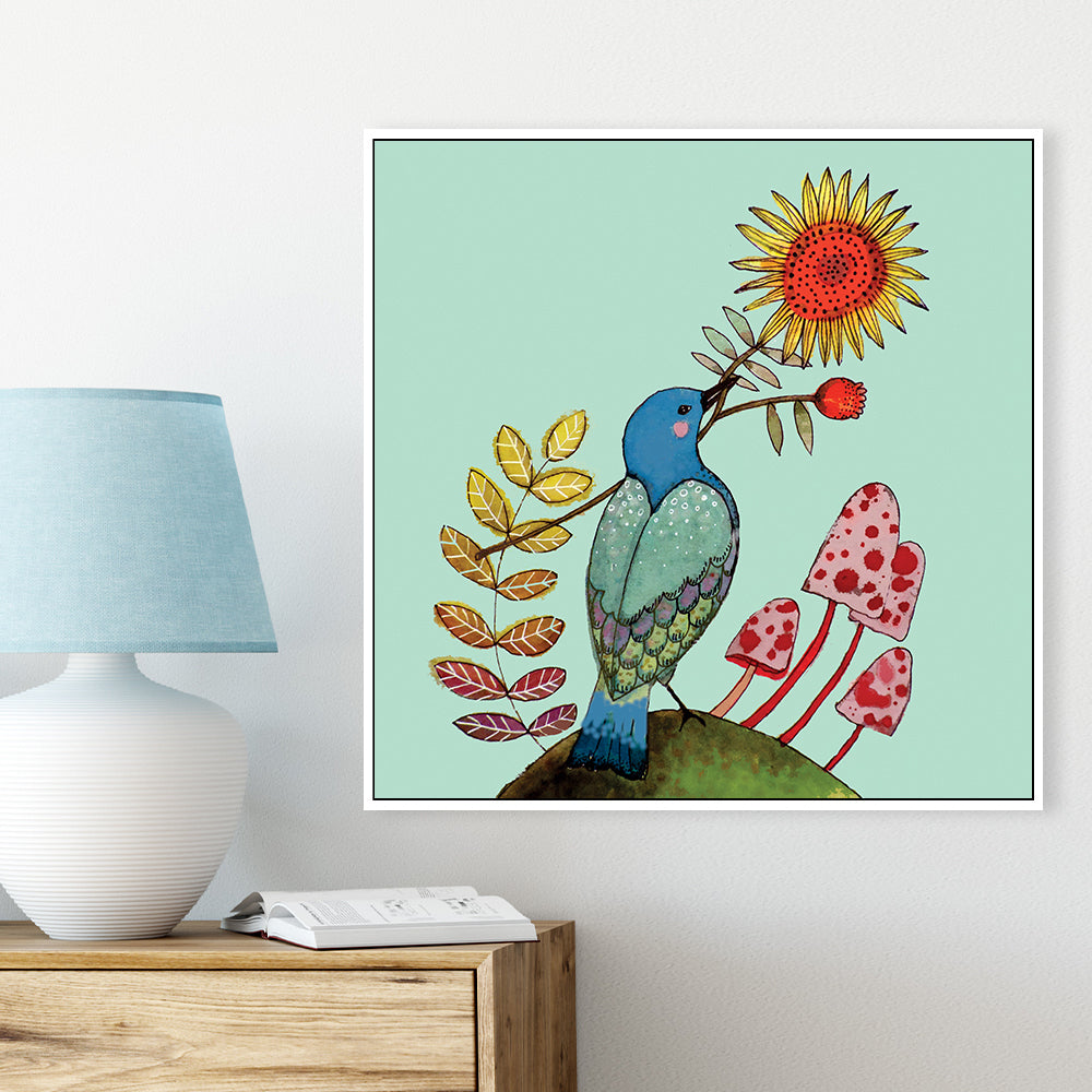 wall-art-print-canvas-poster-framed-Sunflower Bird-GIOIA-WALL-ART