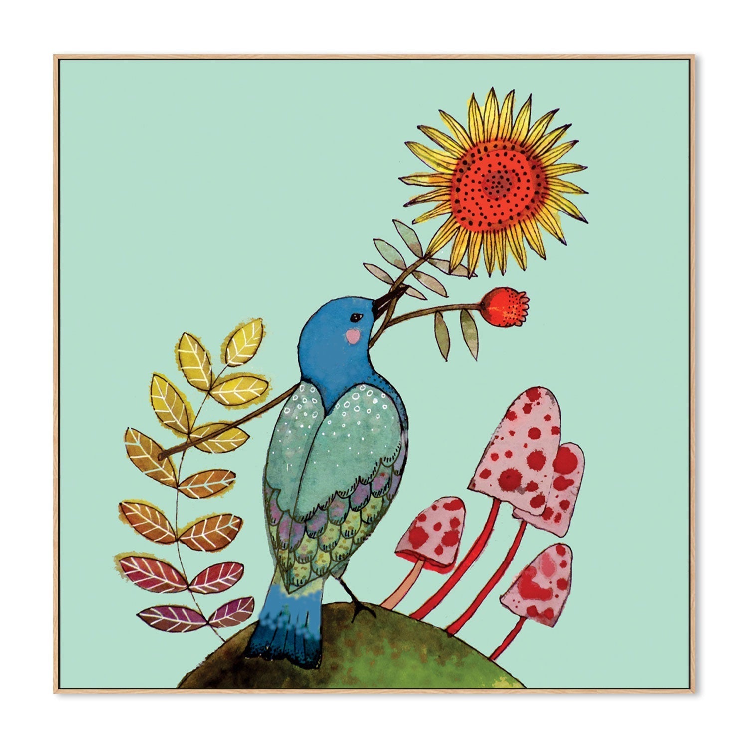 wall-art-print-canvas-poster-framed-Sunflower Bird-GIOIA-WALL-ART