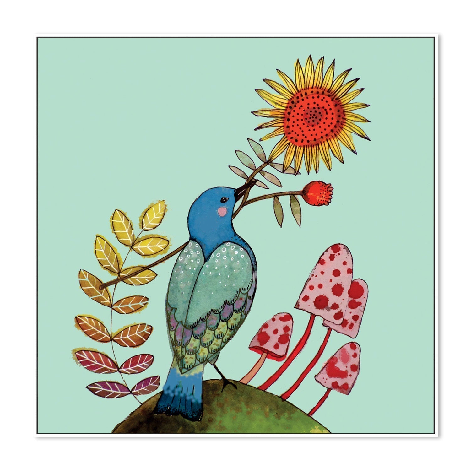 wall-art-print-canvas-poster-framed-Sunflower Bird-GIOIA-WALL-ART