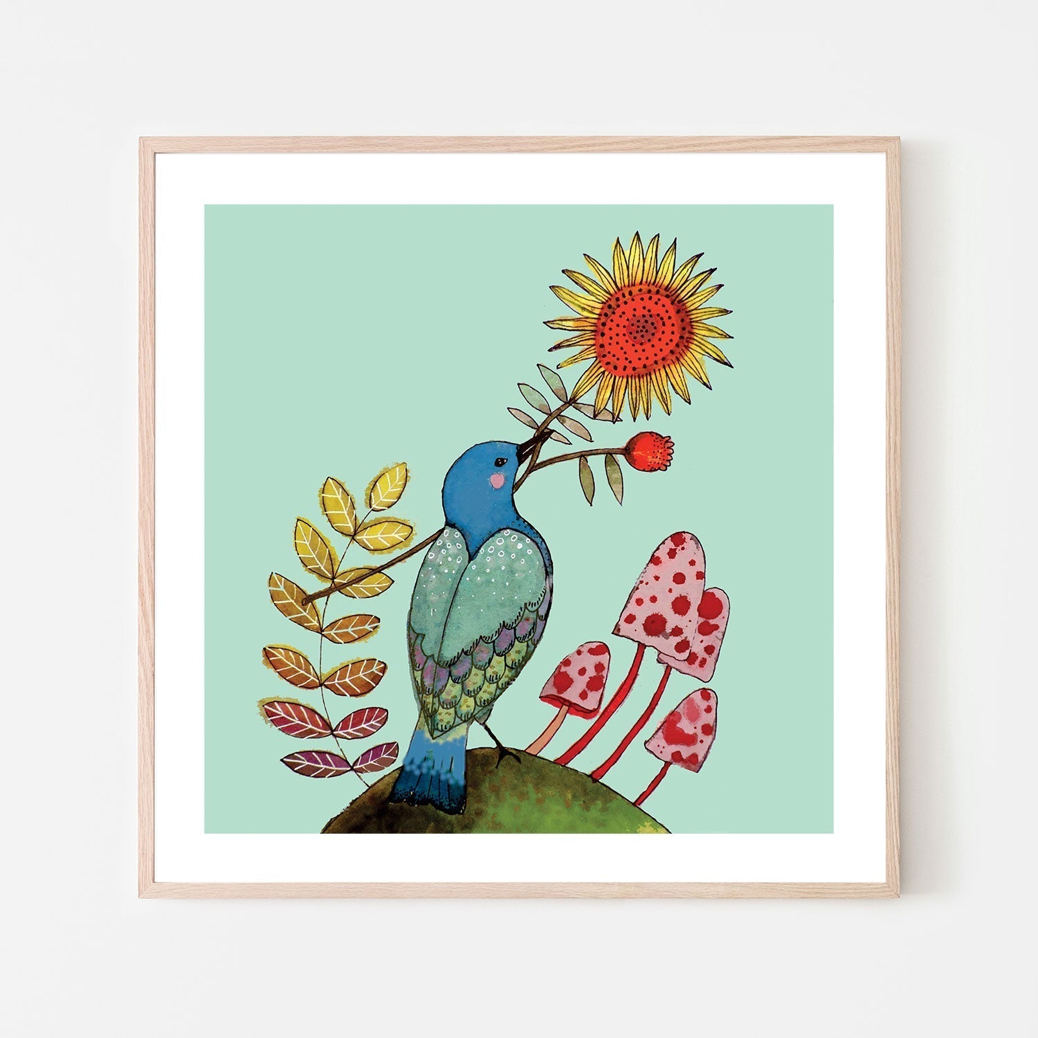 wall-art-print-canvas-poster-framed-Sunflower Bird-GIOIA-WALL-ART