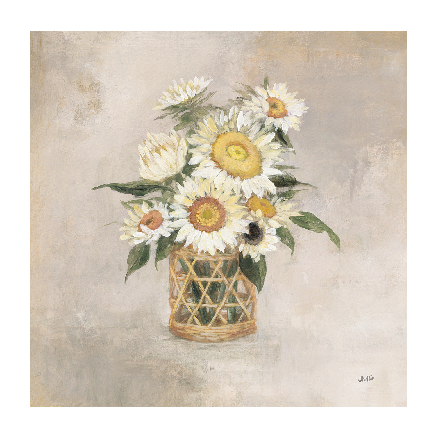 wall-art-print-canvas-poster-framed-Sunflowers In Rattan , By Julia Contacessi-GIOIA-WALL-ART