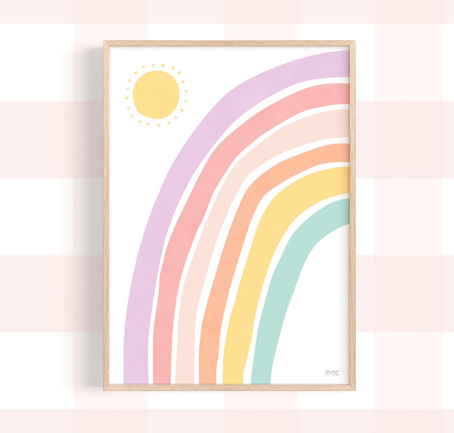 wall-art-print-canvas-poster-framed-Sunny Rainbow Pastel , By Pip and Phee-2