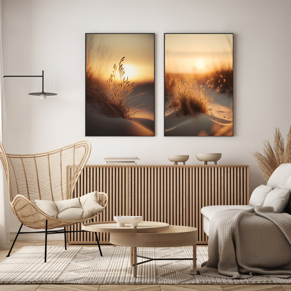 wall-art-print-canvas-poster-framed-Sunset At The Beach, Style A & B, Set Of 2 , By Treechild-GIOIA-WALL-ART