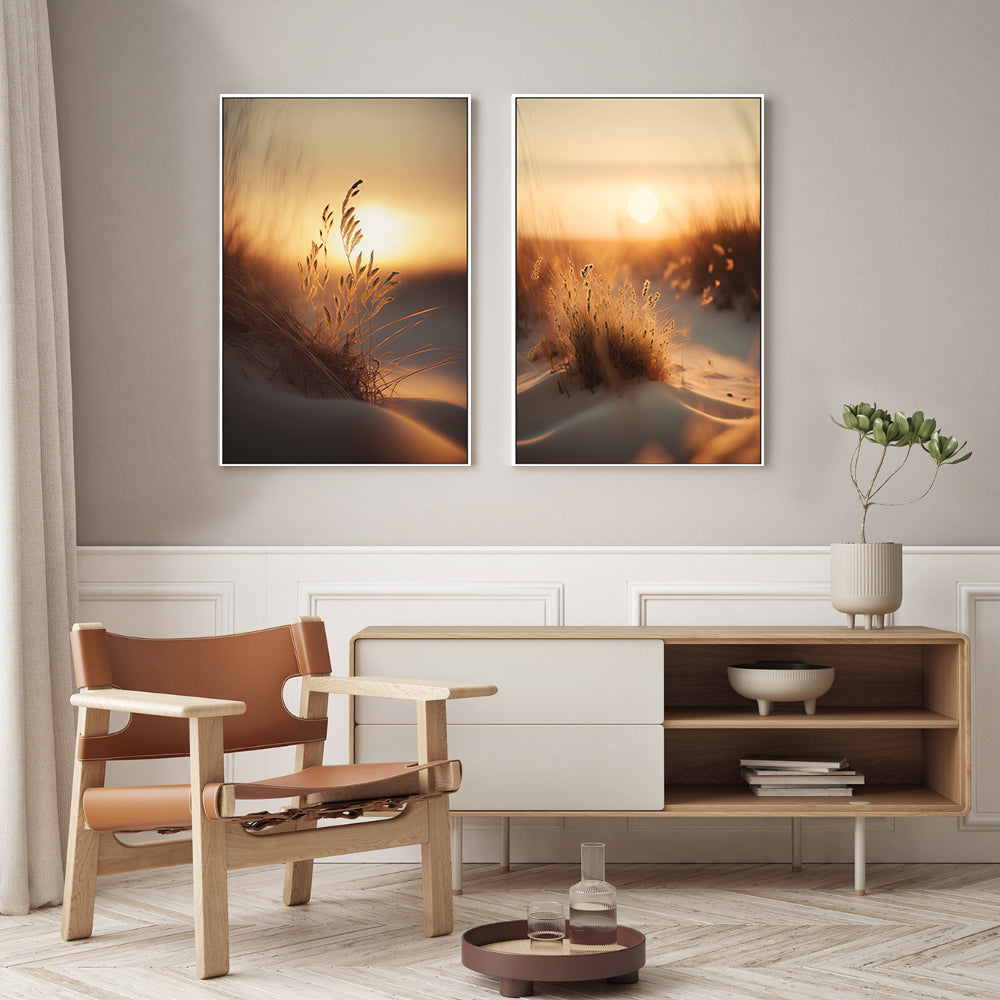 wall-art-print-canvas-poster-framed-Sunset At The Beach, Style A & B, Set Of 2 , By Treechild-GIOIA-WALL-ART